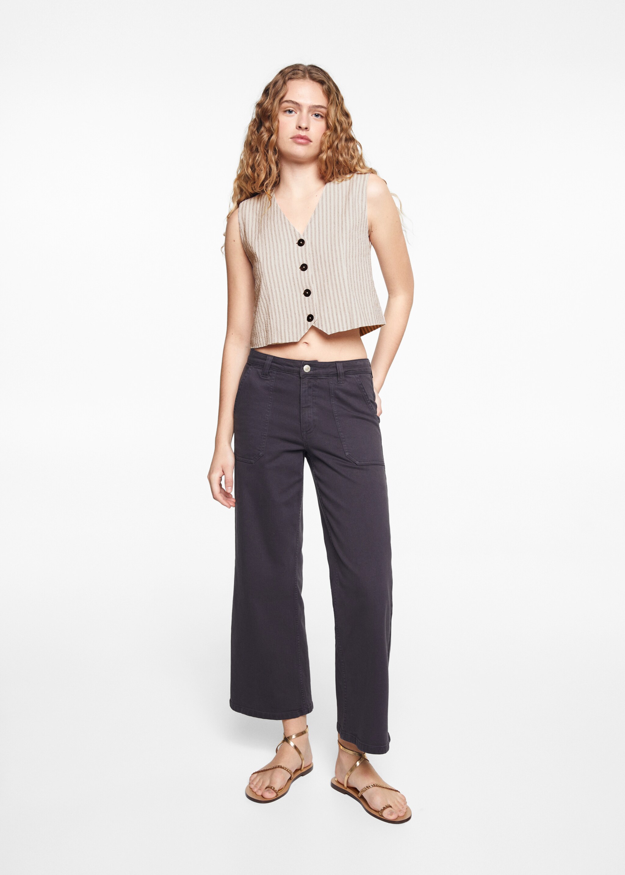 Gestreept crop gilet - Overzichtstekening