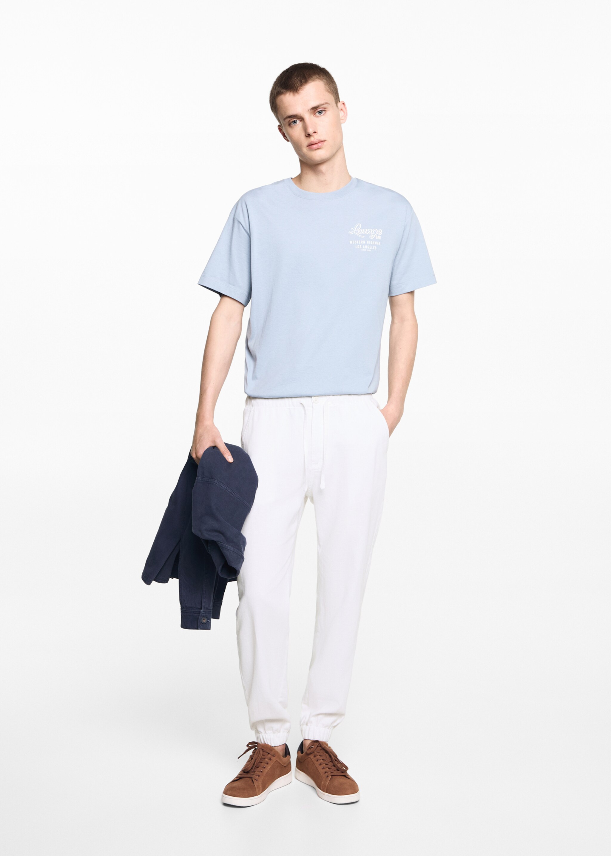 Linen jogger trousers - General plane, White. Ref: 67066028-00.
