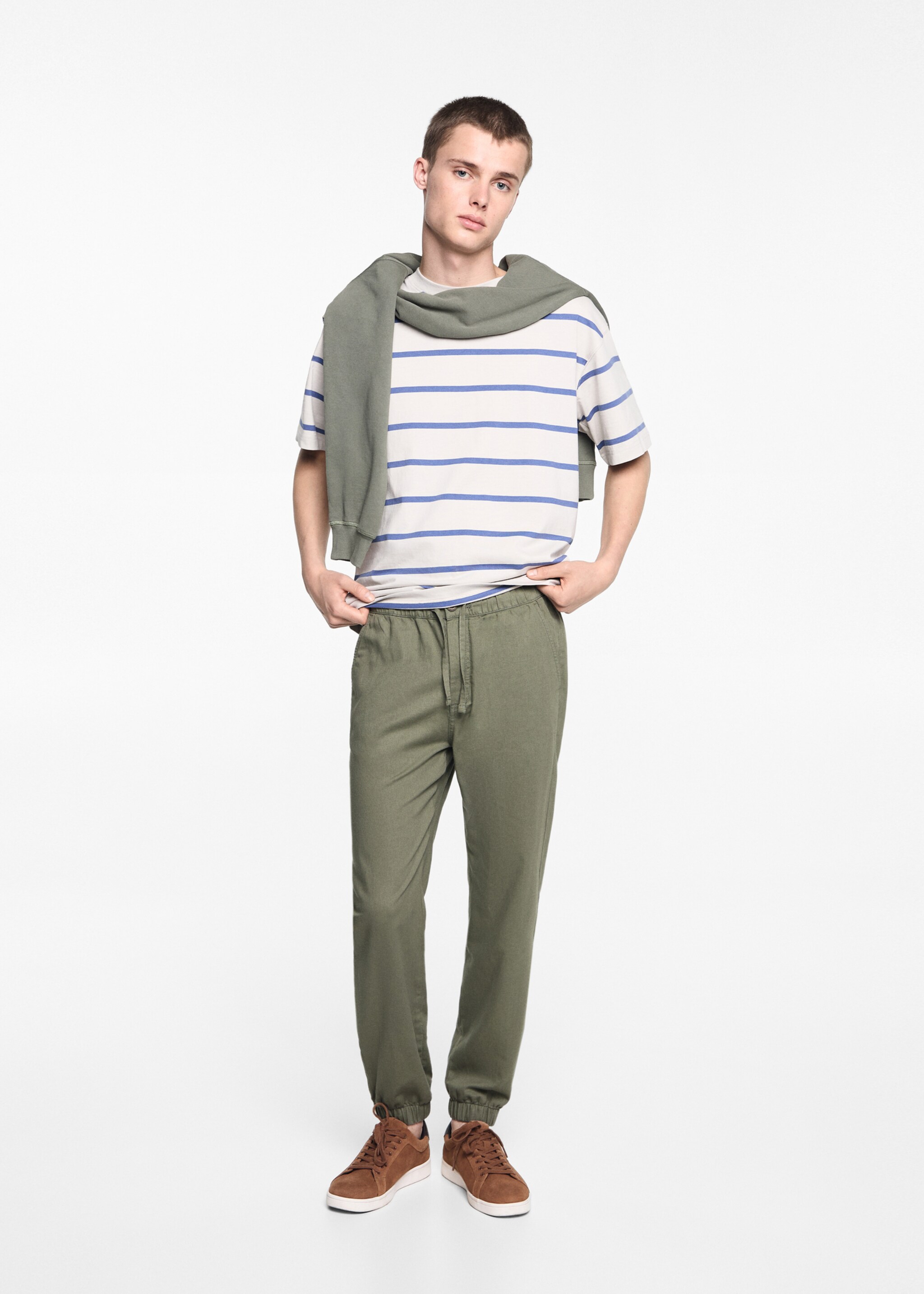 Linen jogger trousers - General plane, Khaki. Ref: 67066028-00.