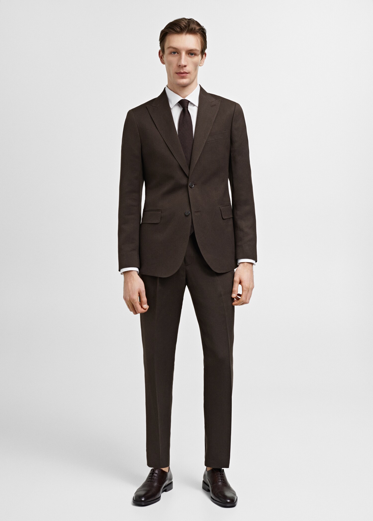 Slim-fit linen and cotton suit jacket - General plane