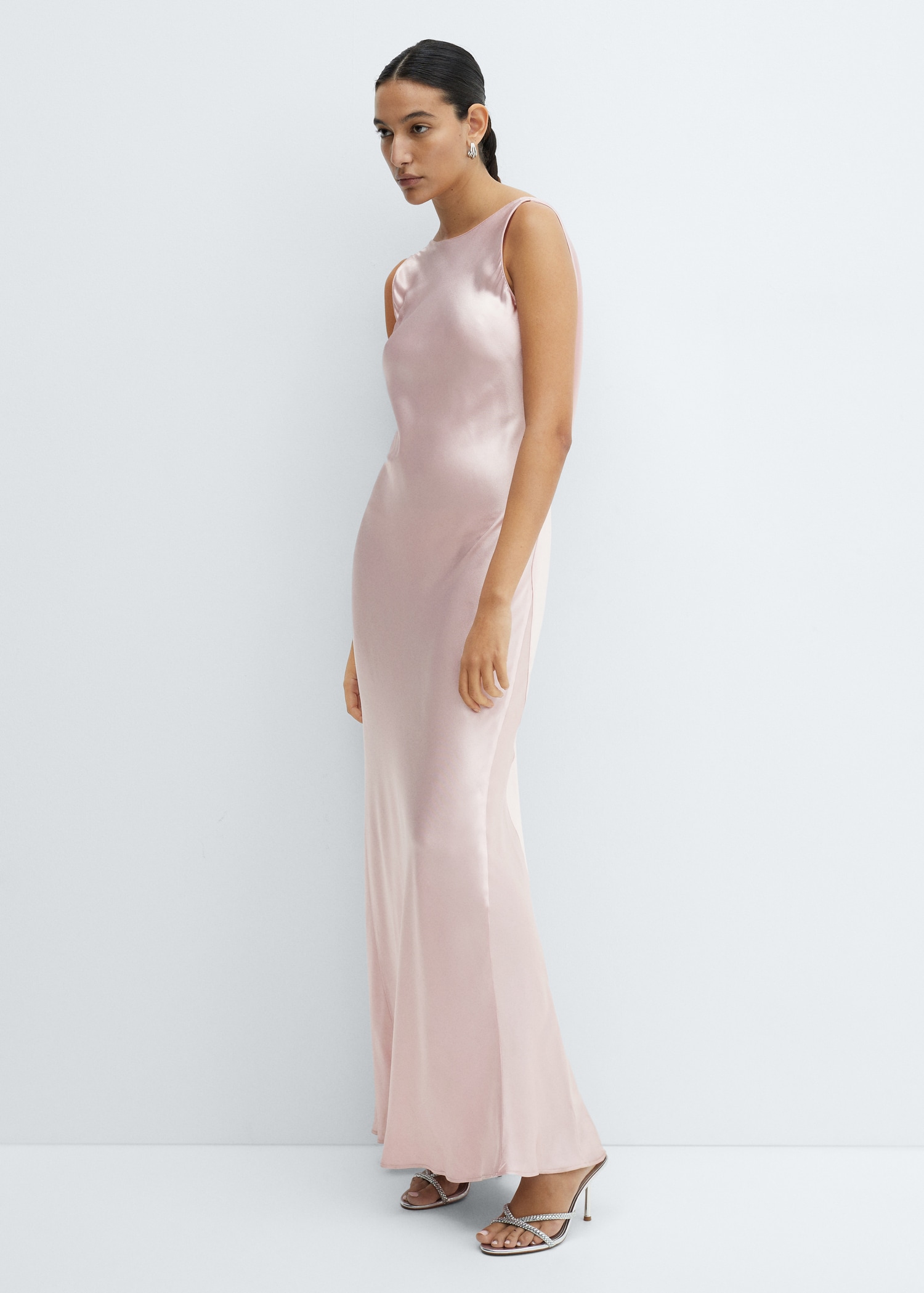 Satijnen jurk met open rug Dames MANGO OUTLET België