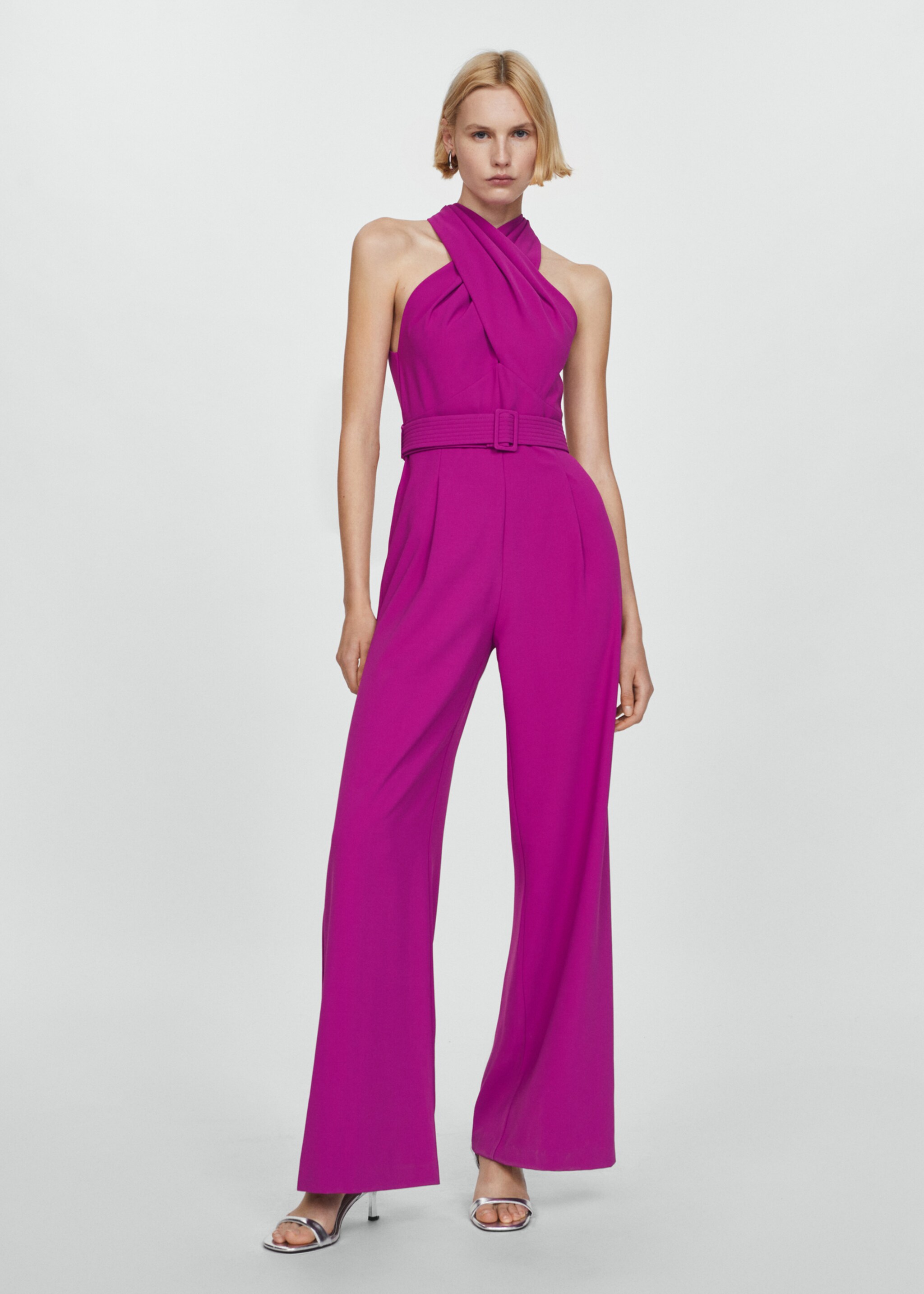 Jumpsuit with crossover collar and belt - General plane, Purple. Ref: 67066347-00.
