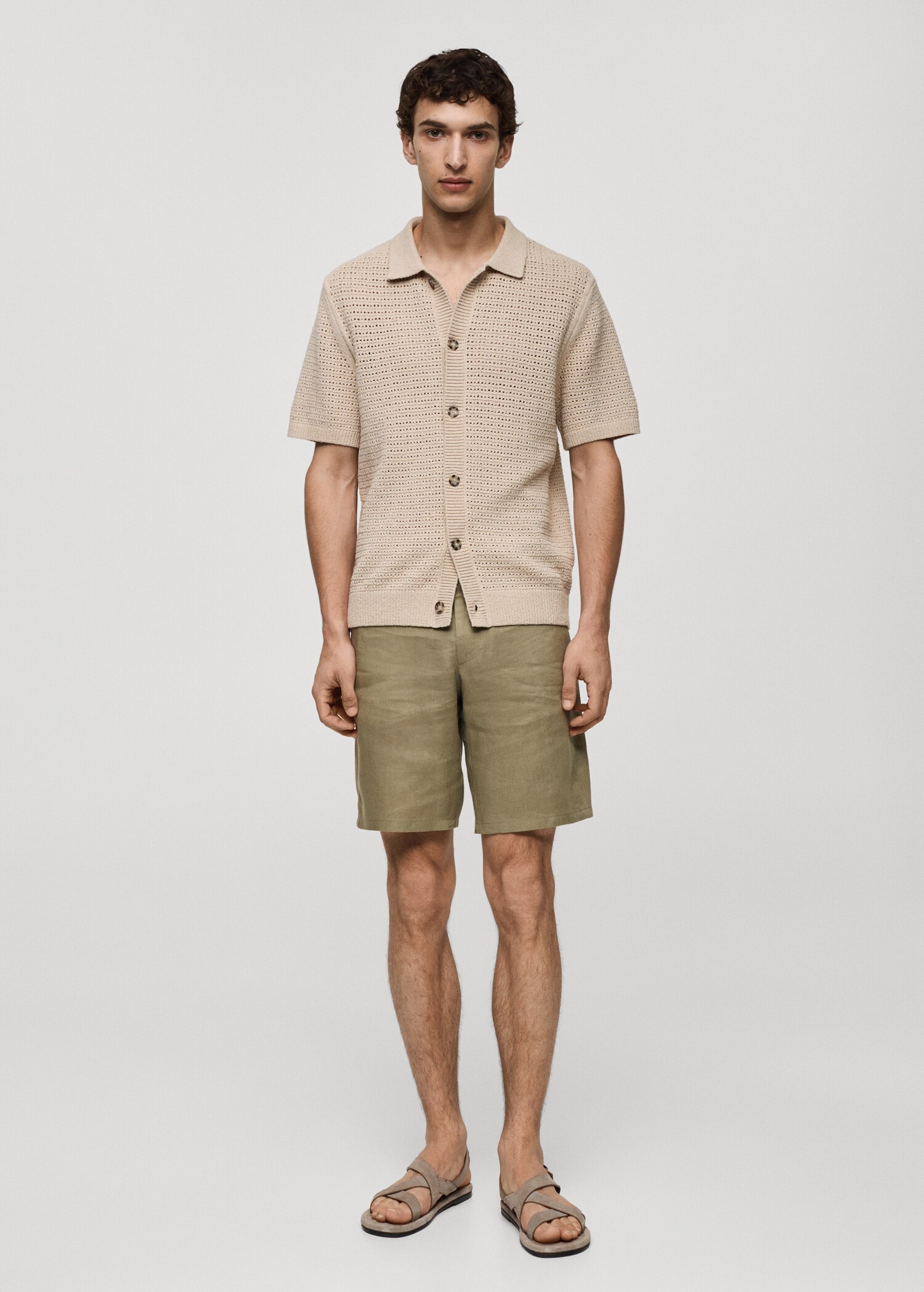 Slim-fit bermuda 100% linnen - Overzichtstekening