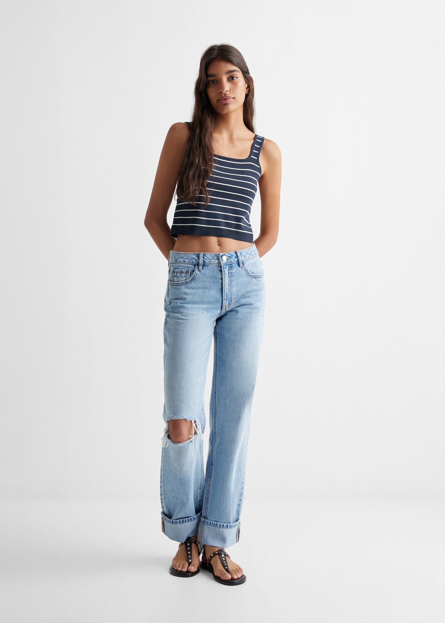 Striped strapless top - General plane