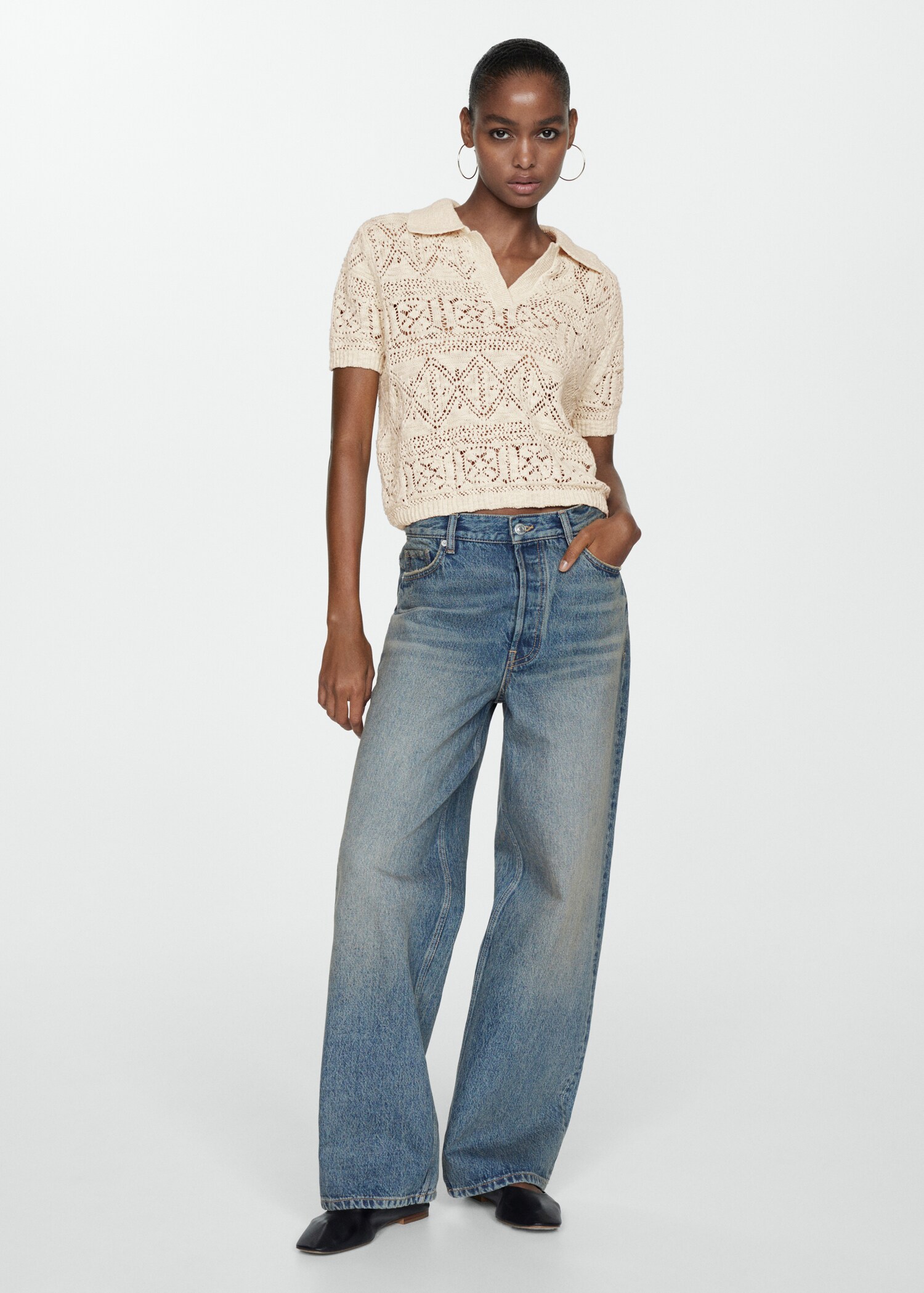 Pull-over maille détails ajourés - Plan général