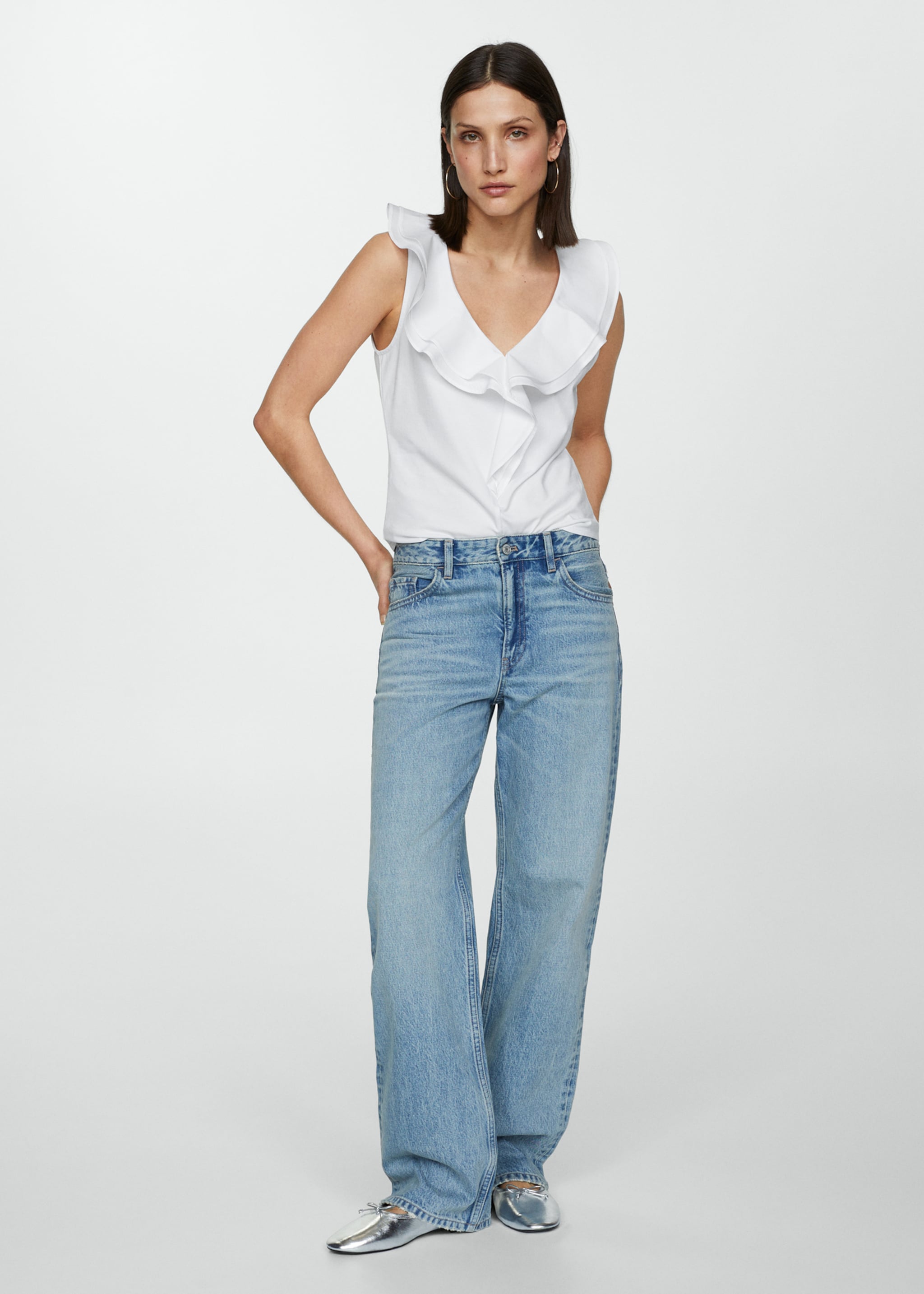 Ruffled cotton top - General plane