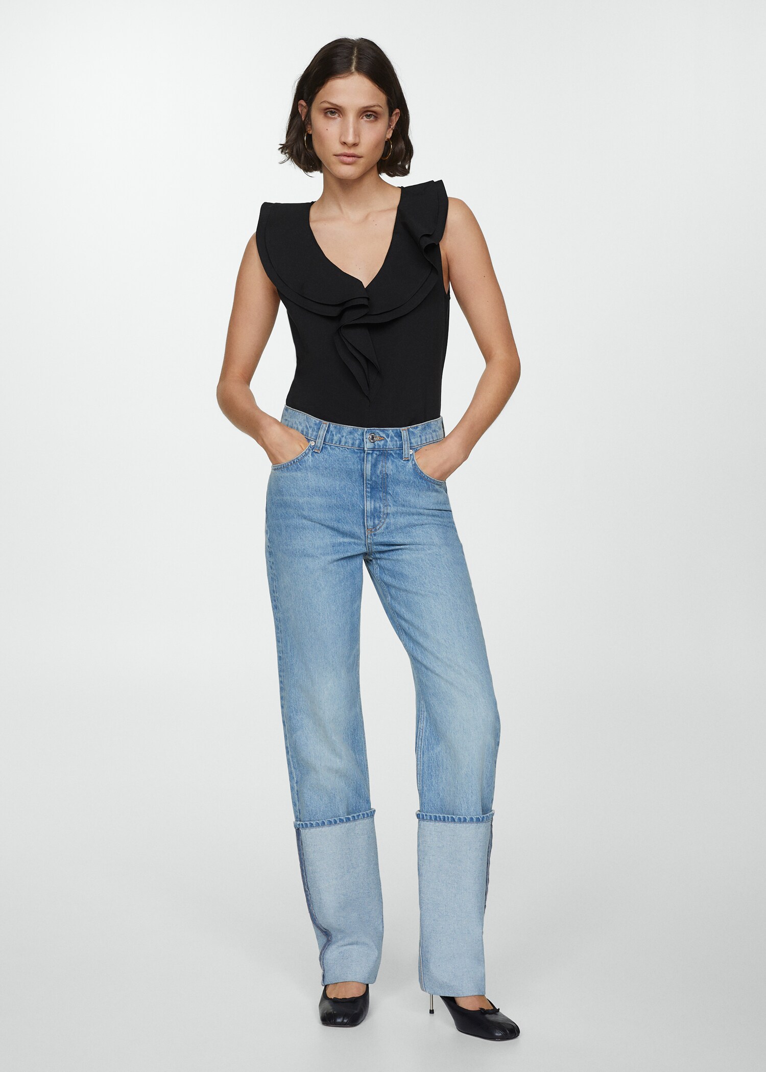 Ruffled cotton top - General plane