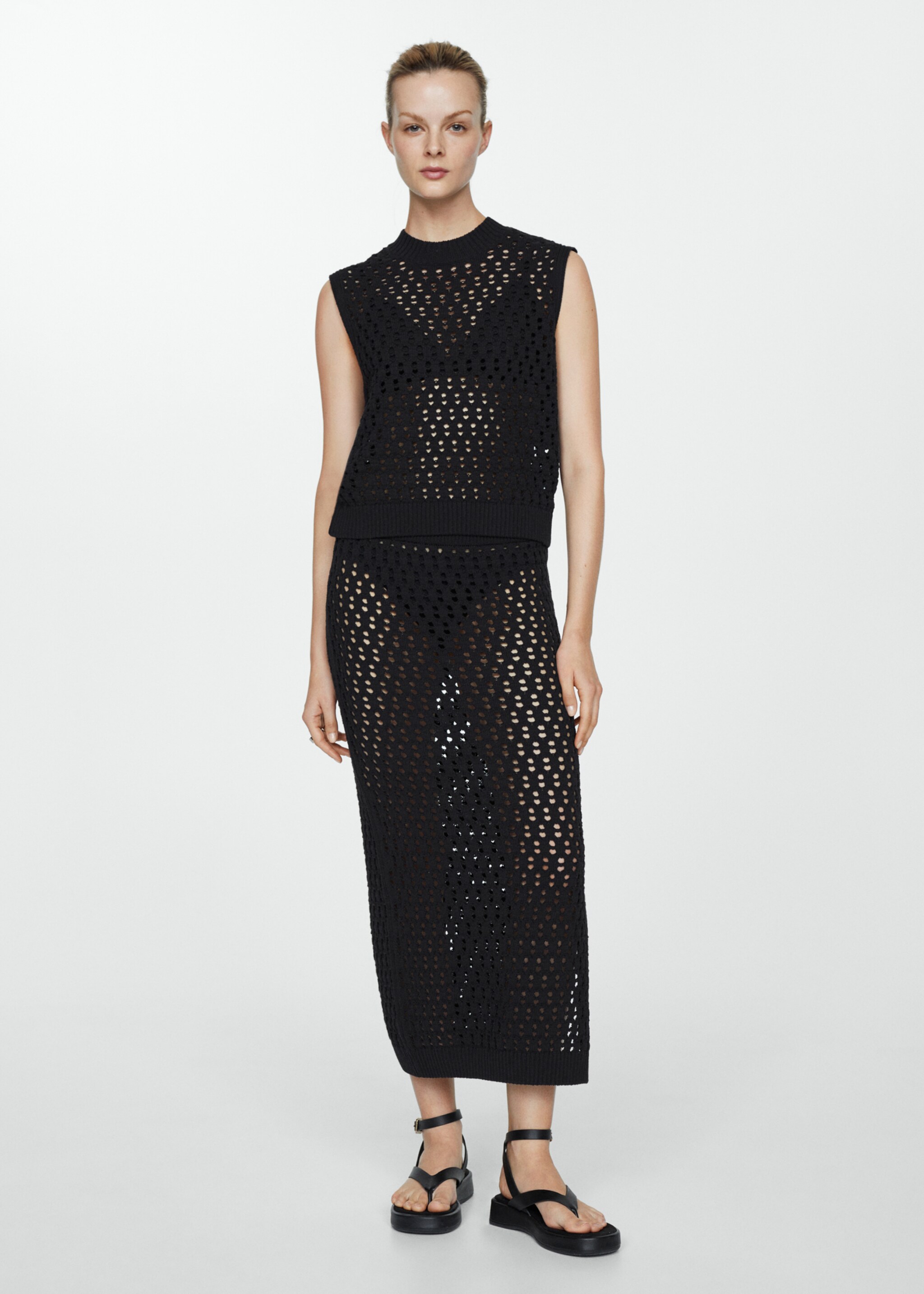 Openwork details knit top - General plane