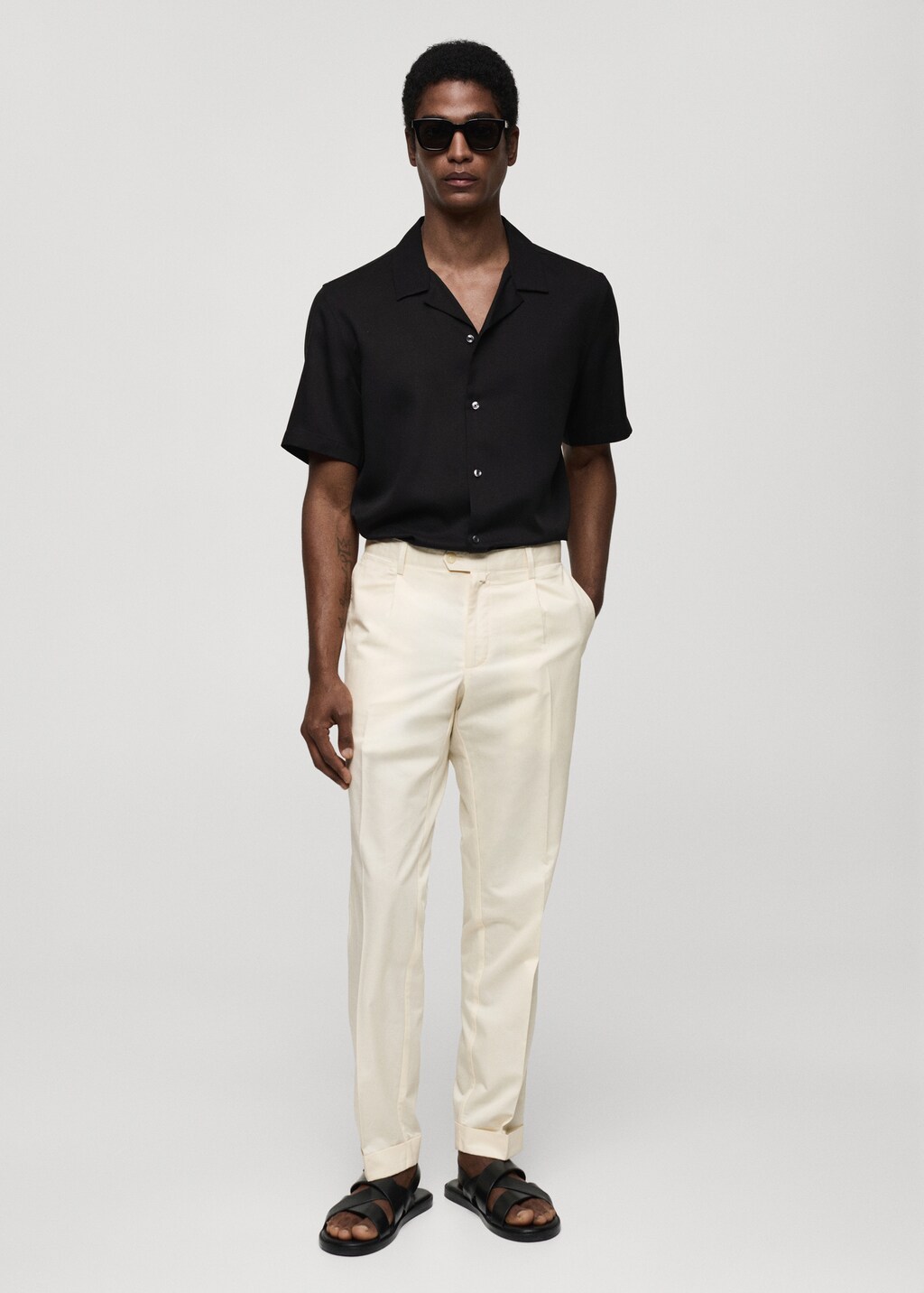 Cotton linen pleated pants - Men | MANGO OUTLET USA