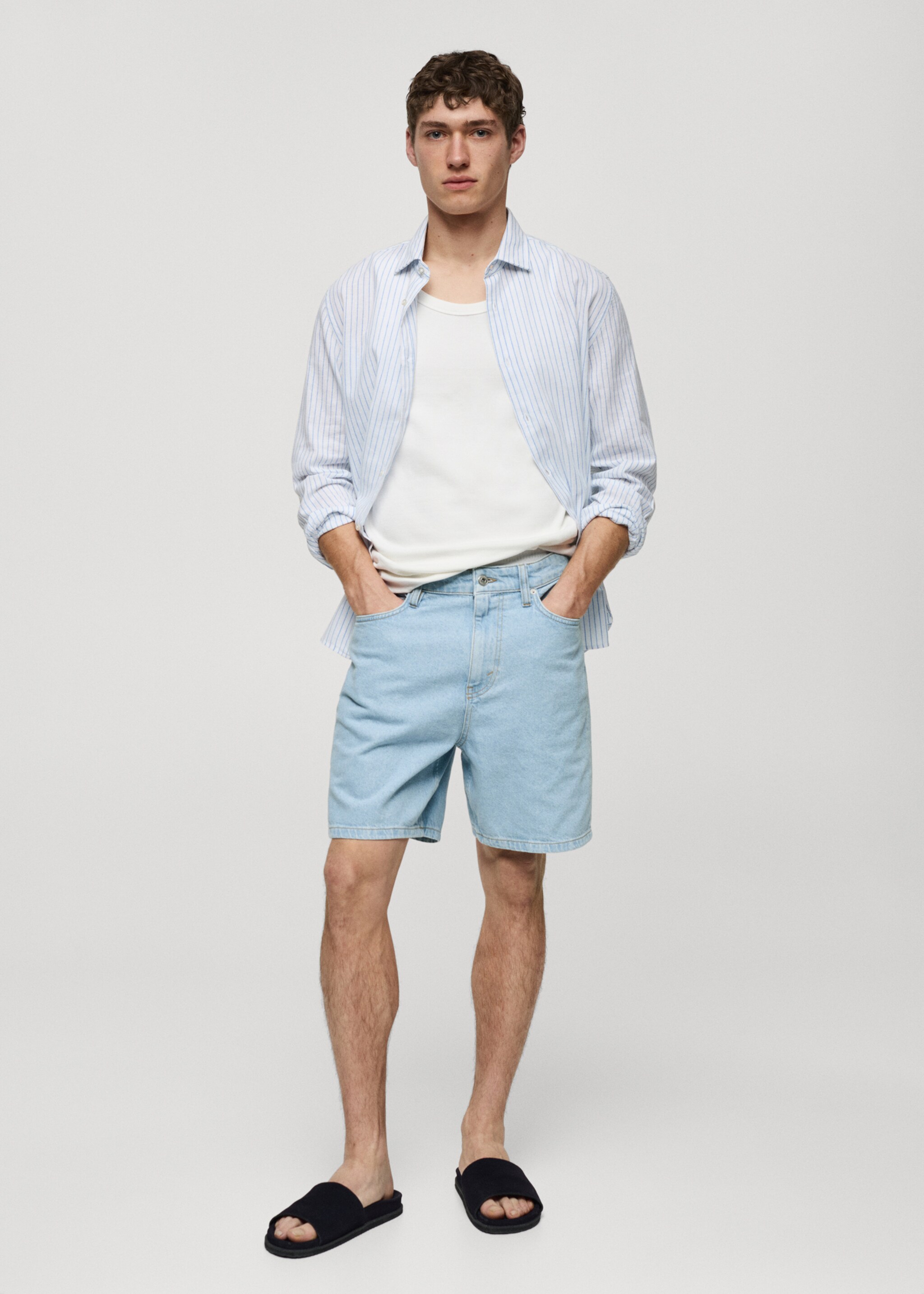 Regular-fit denim bermuda shorts - General plane