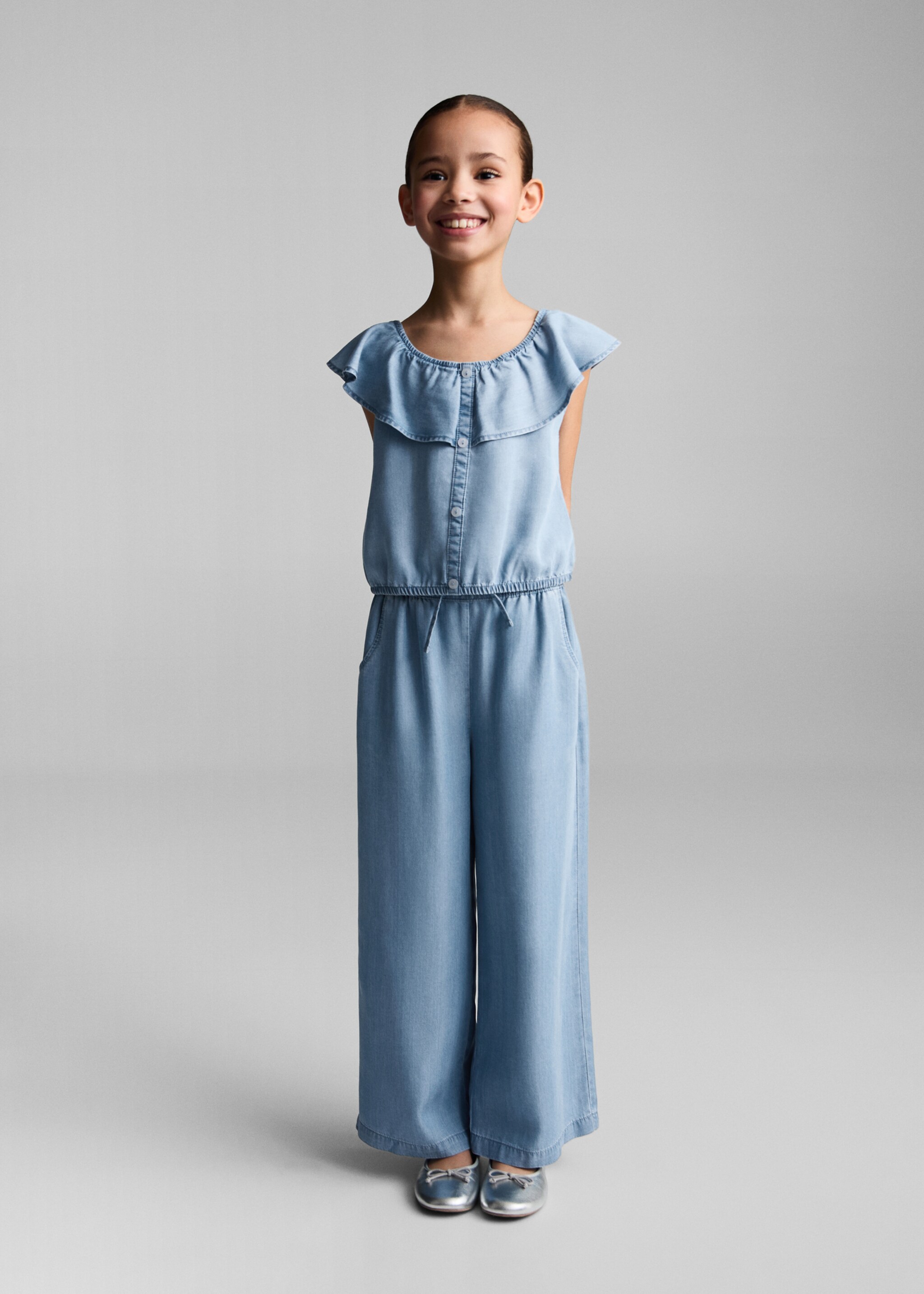 Lyocell trousers with elastic waistband - General plane, Medium Blue. Ref: 67067700-00.