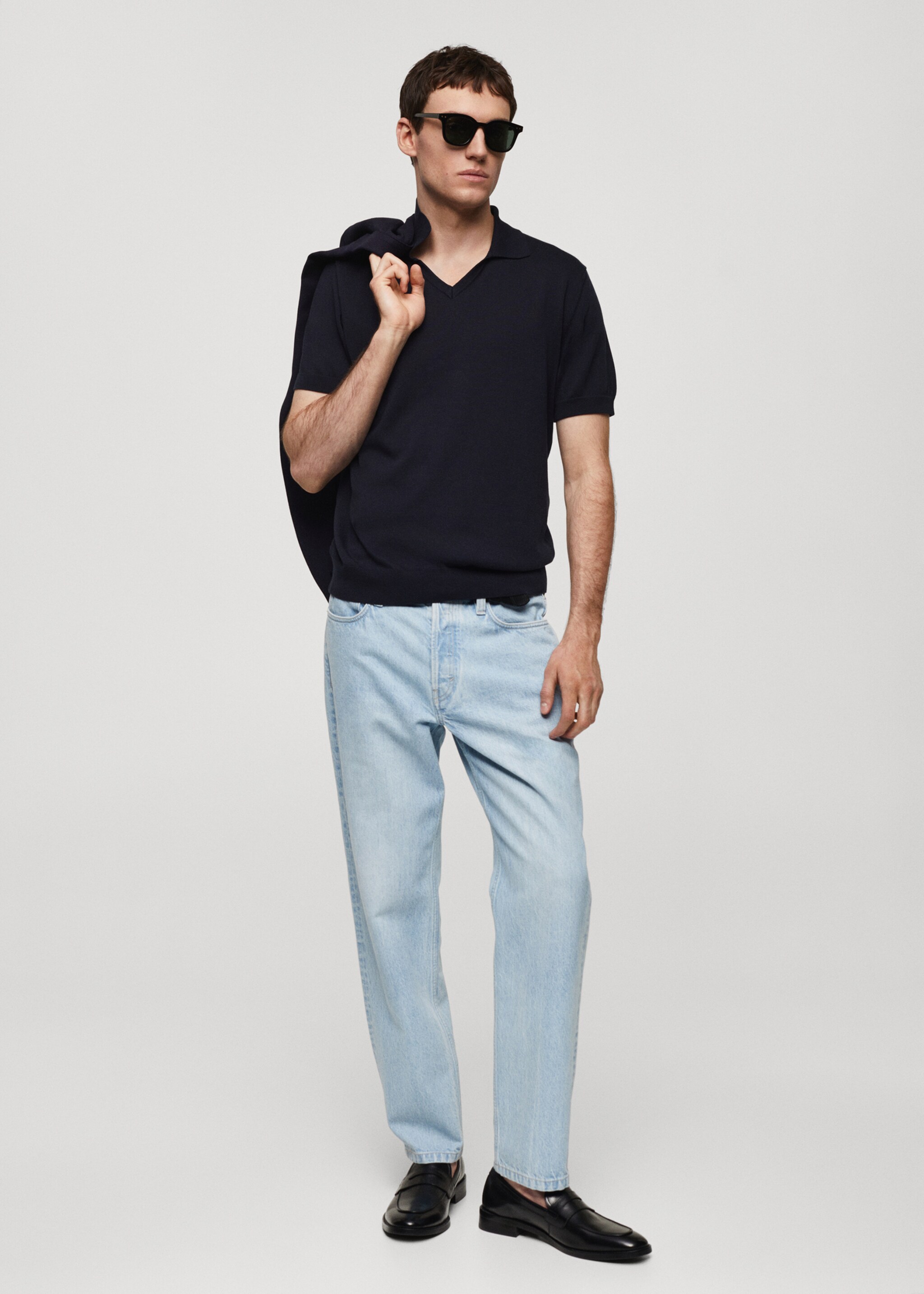 Polo 100 % coton maille - Plan général, Bleu marine foncé. Ref: 67067912-00.