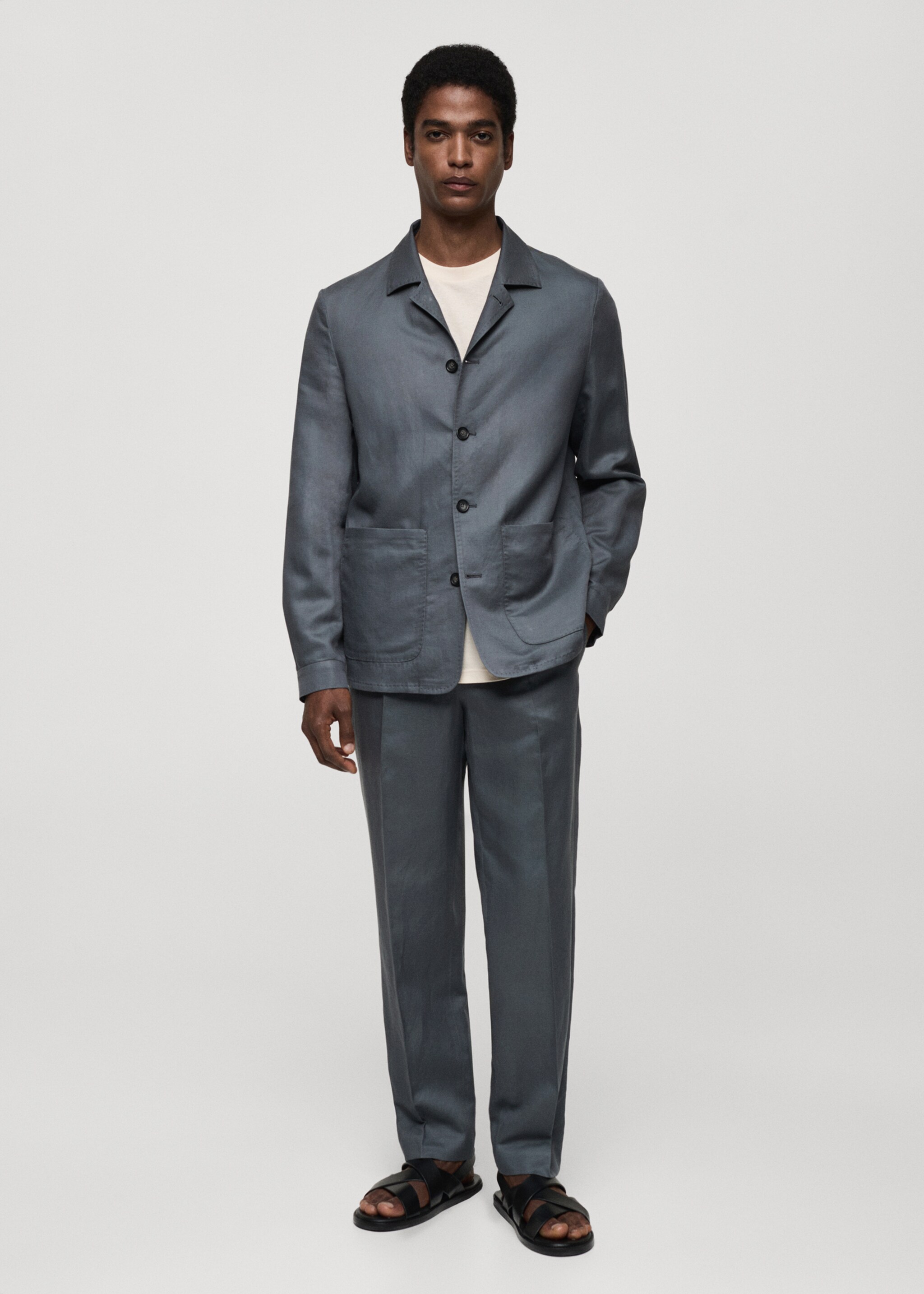 Lyocell linen overshirt with pockets - General plane