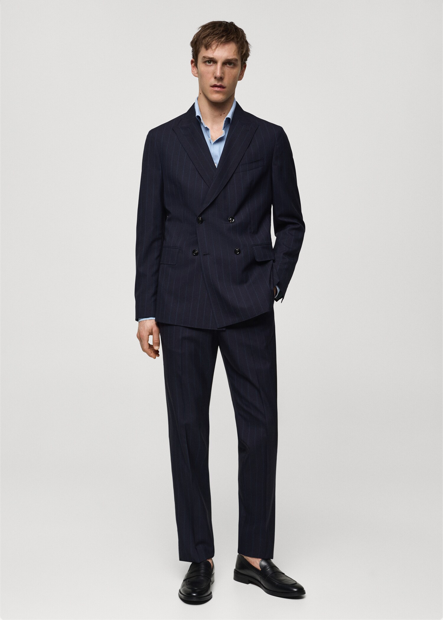 100% indigo cotton slim-fit shirt - General plane