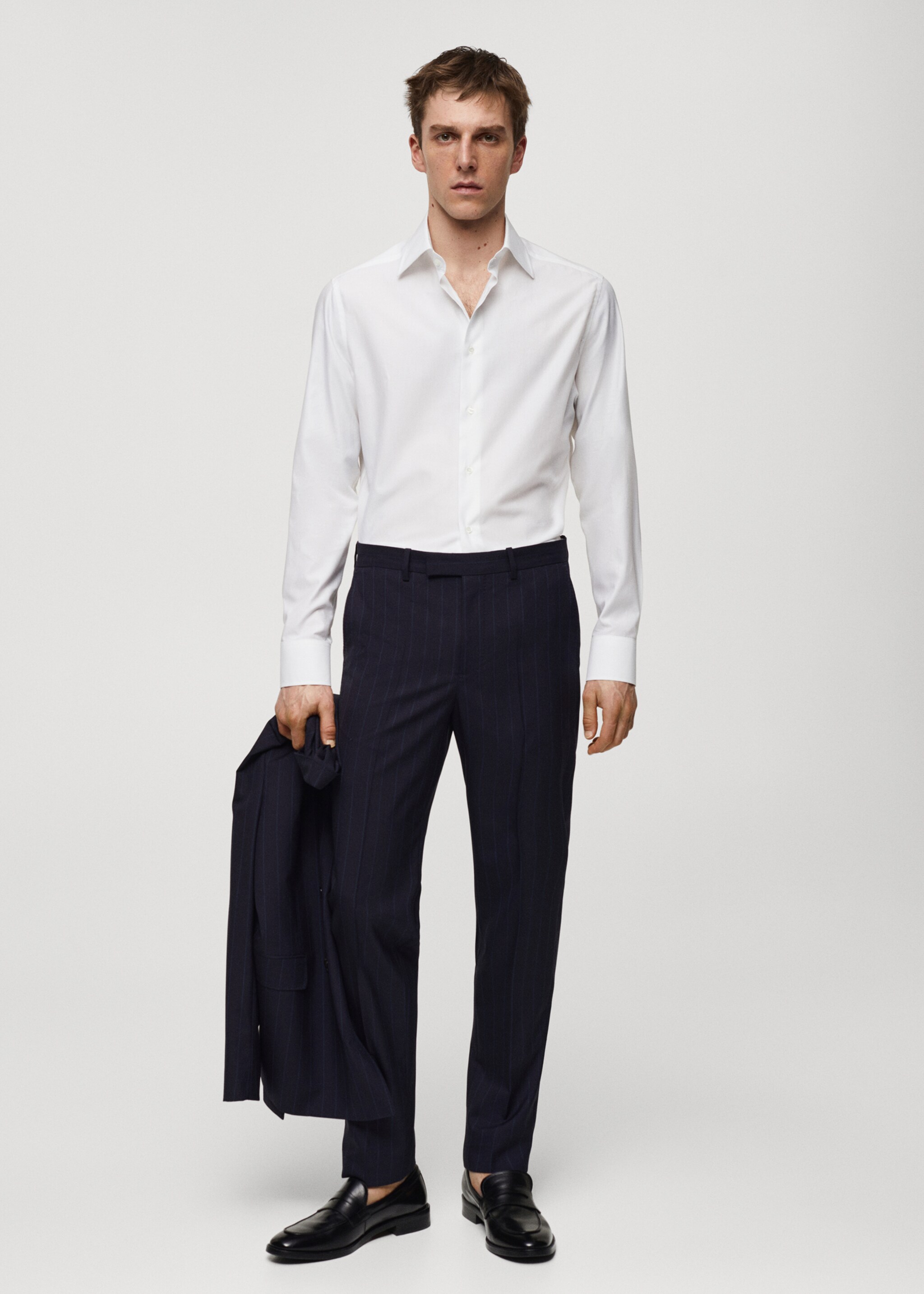 100% cotton slim-fit twill shirt - General plane, White. Ref: 67068268-00.