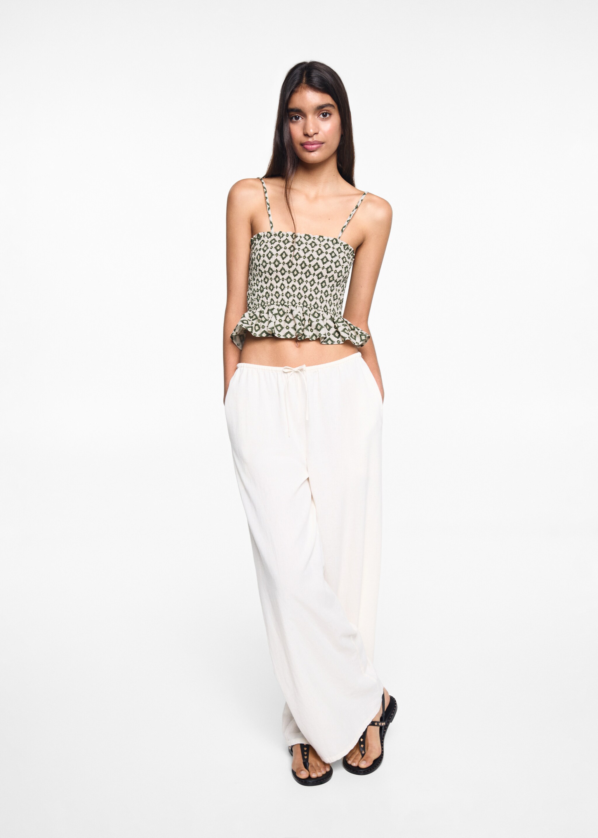 Print ruched top - General plane, Off White. Ref: 67068274-00.