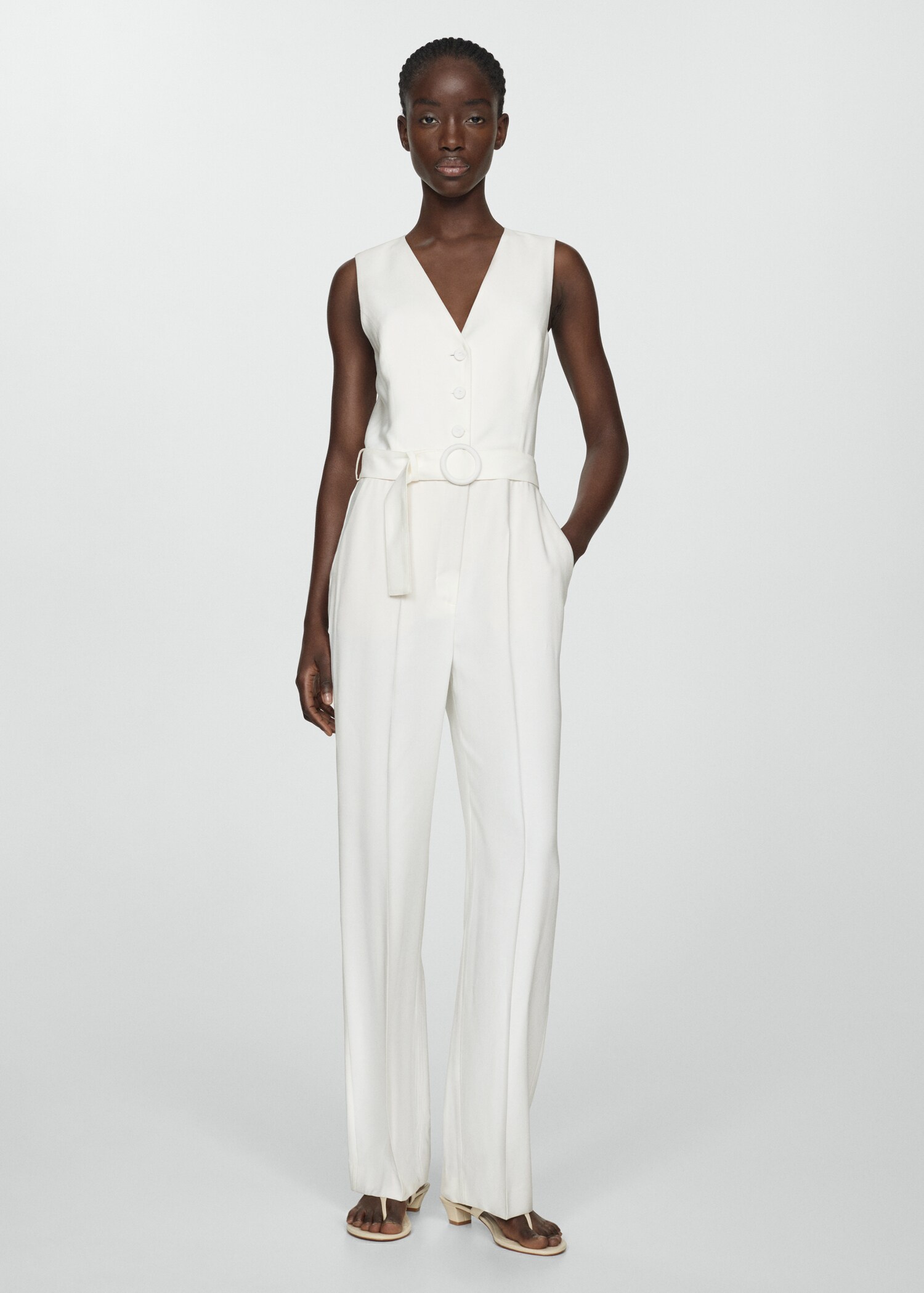 Langer Jumpsuit mit Gürtel - Allgemeine Ansicht