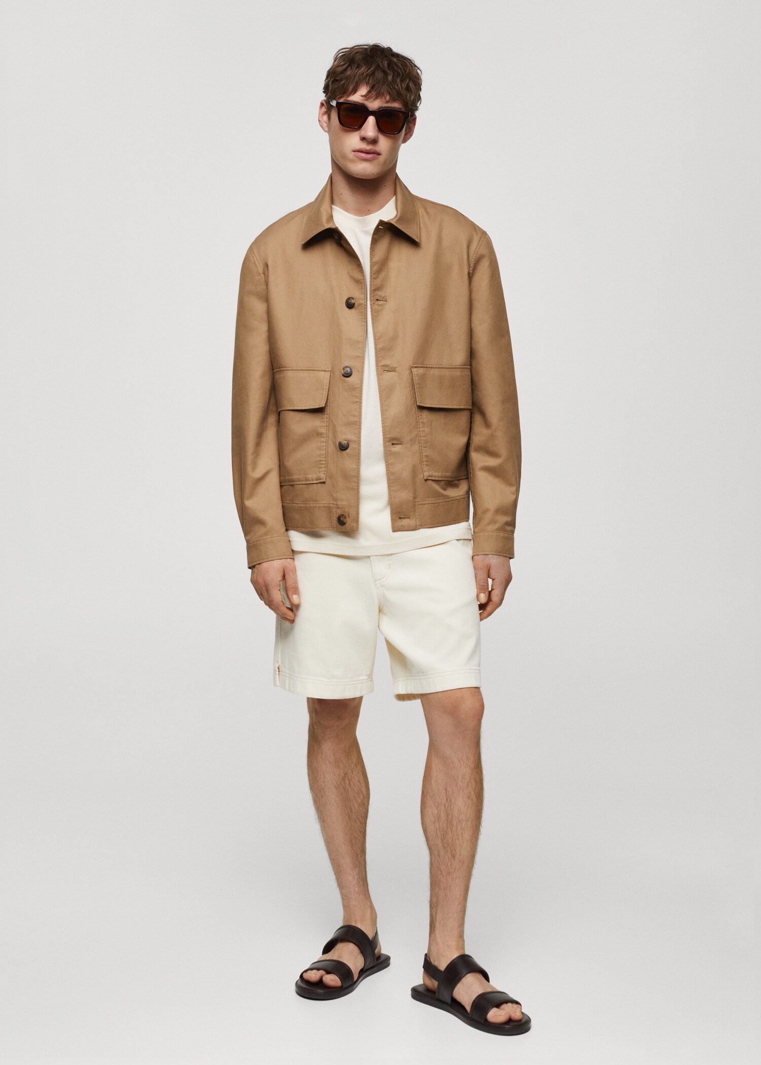 Overshirt aus Tencel-Leinenmischung mit Taschen - Allgemeine Ansicht