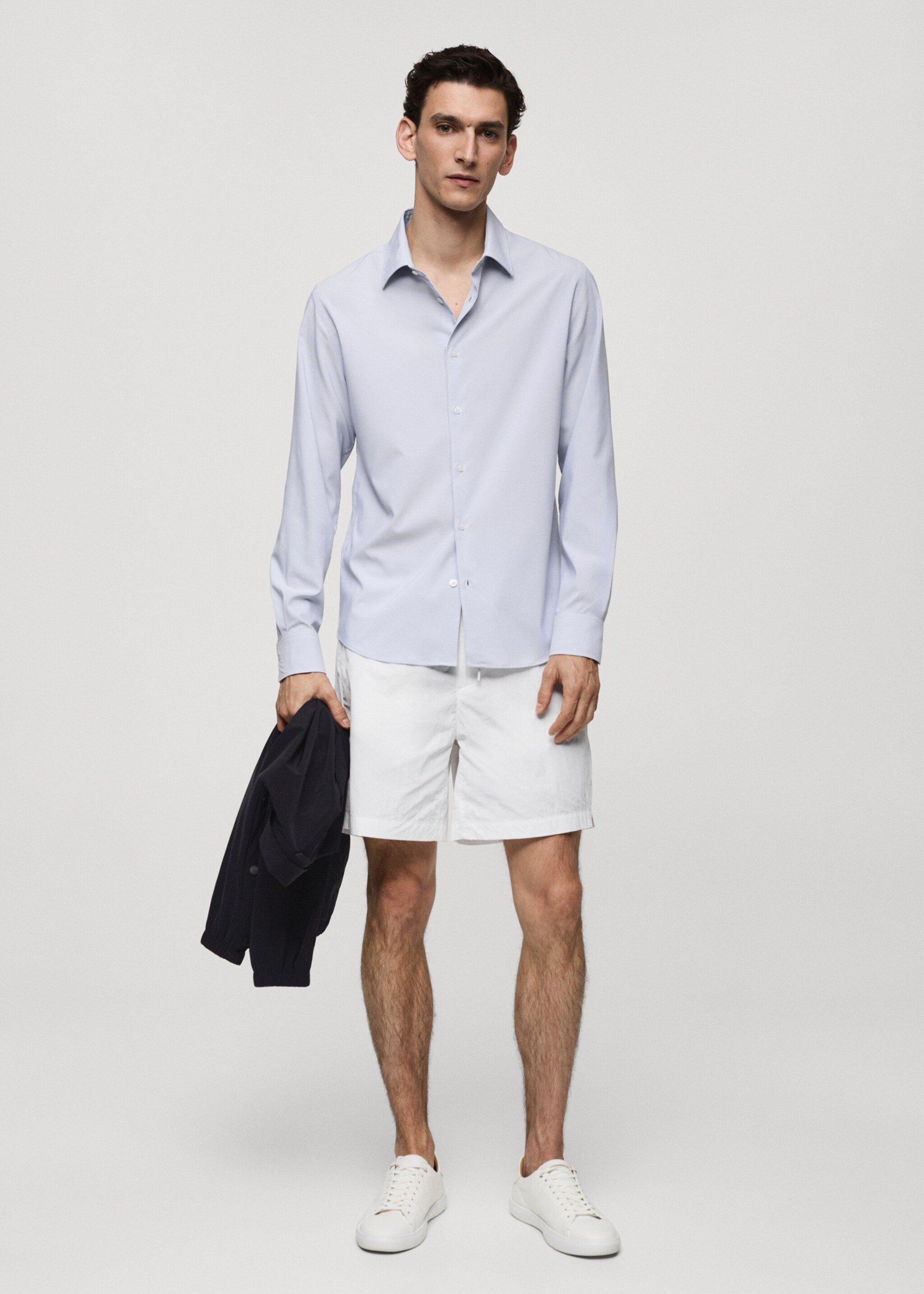 Gestreept slim-fit overhemd van stretch stof - Overzichtstekening