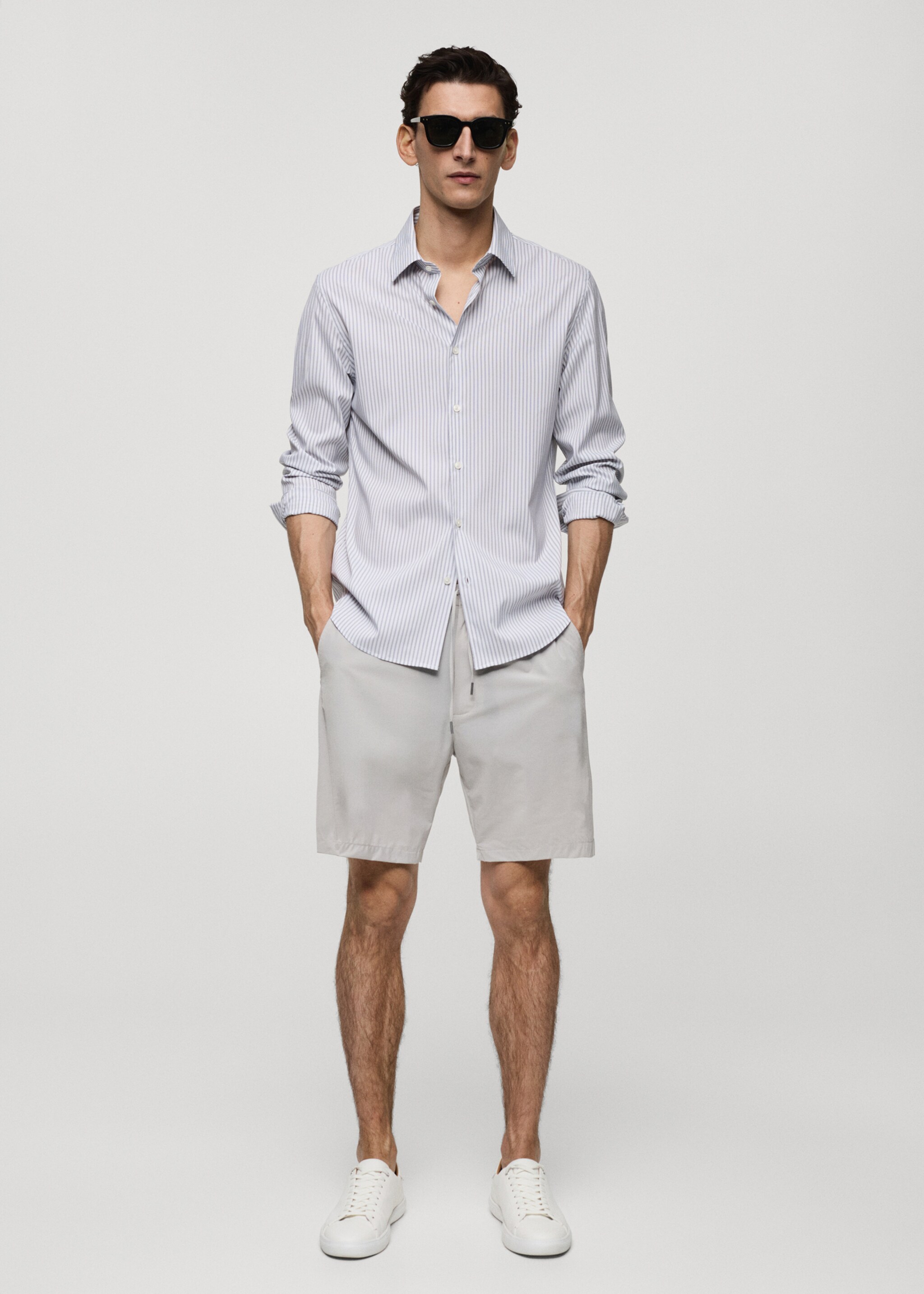 Stretch-fabric slim-fit striped shirt - General plane