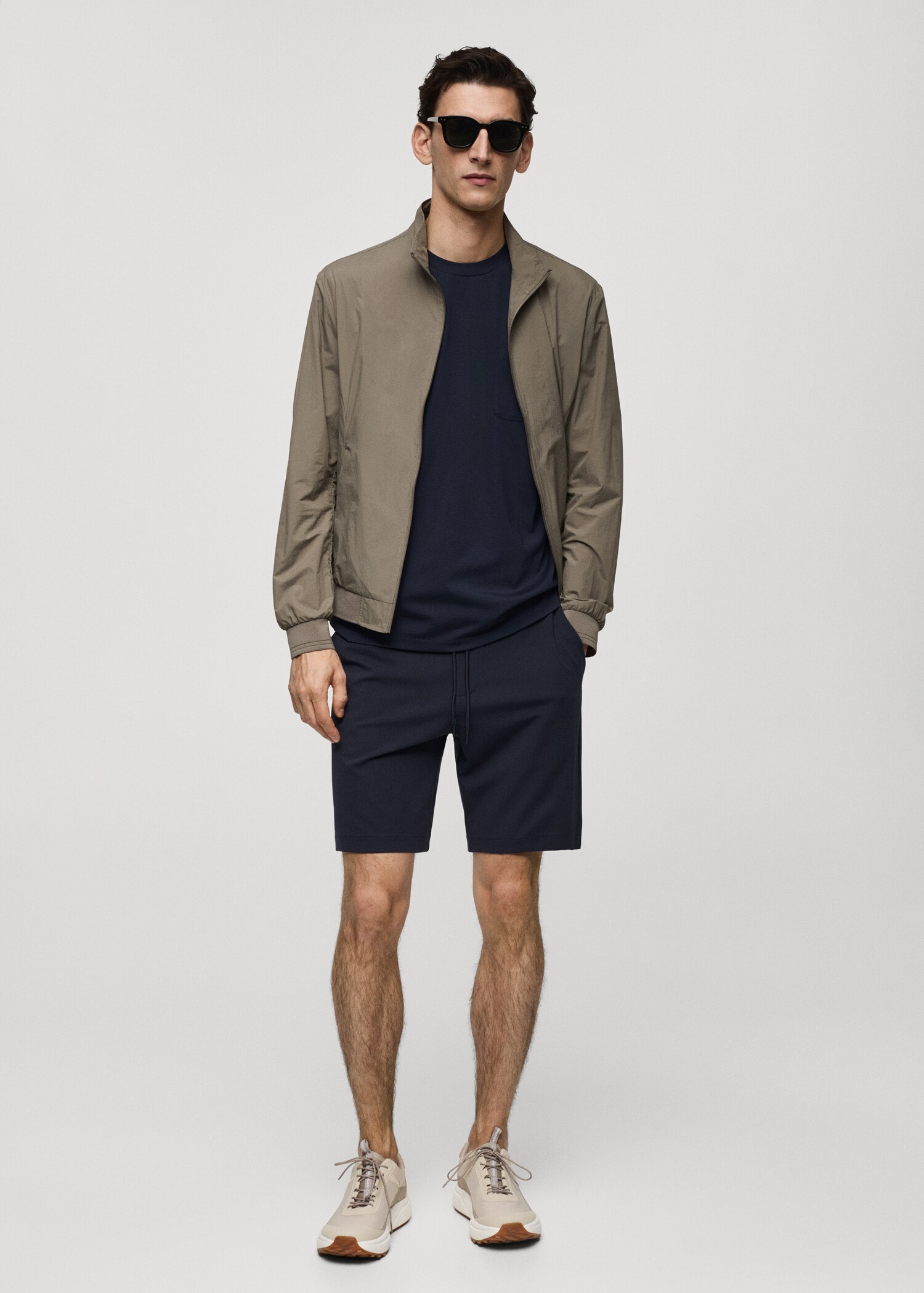 Technical fabric bermuda shorts with drawstring - General plane