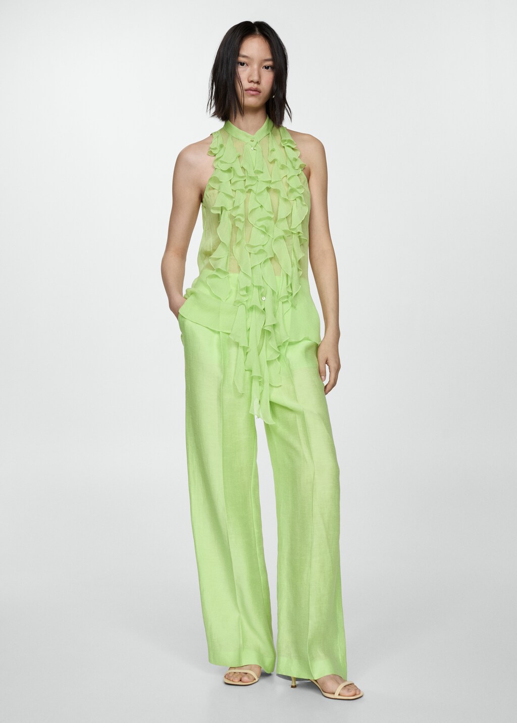 Semi-transparent ruffled blouse - Women | MANGO OUTLET USA