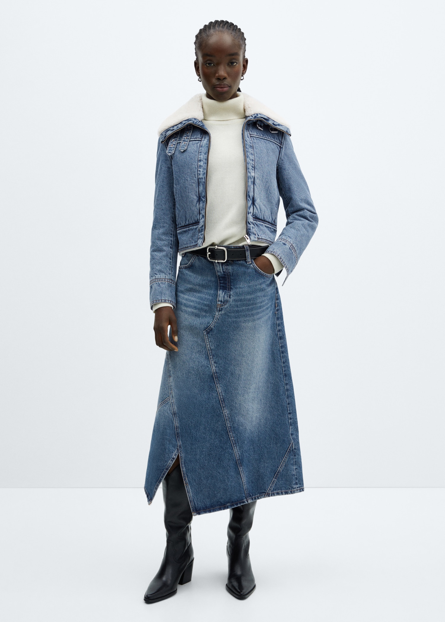 Mouton Longue Veste Jean Femme Veste Jean Imitation Mouton