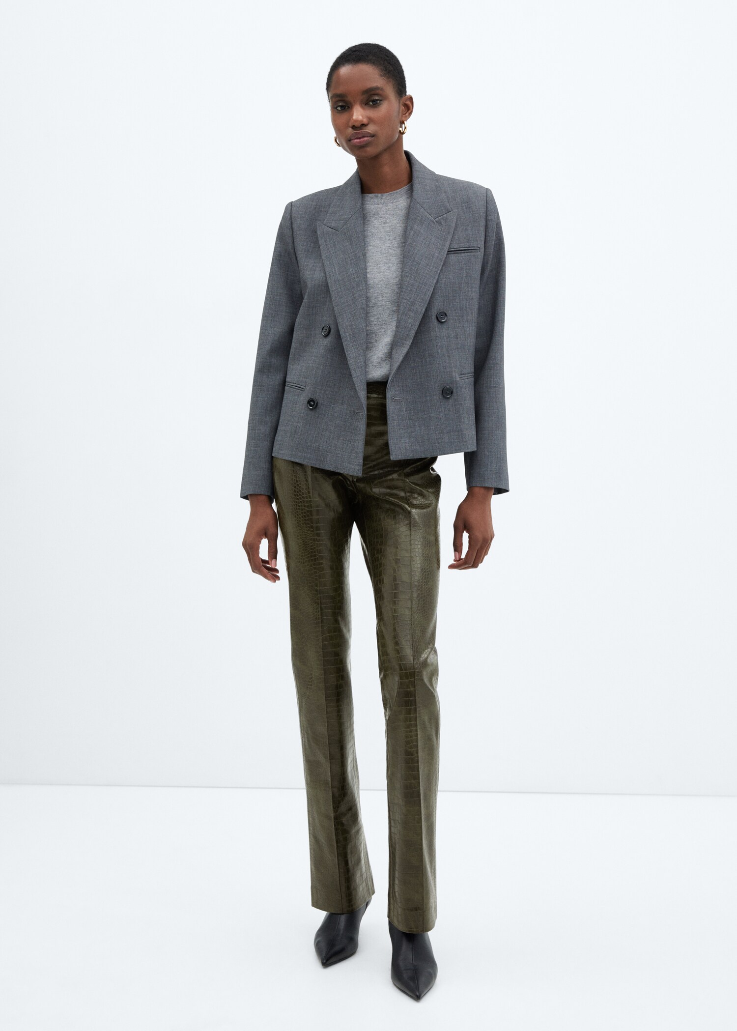 Pantalons flare efecte animal print - Pla general