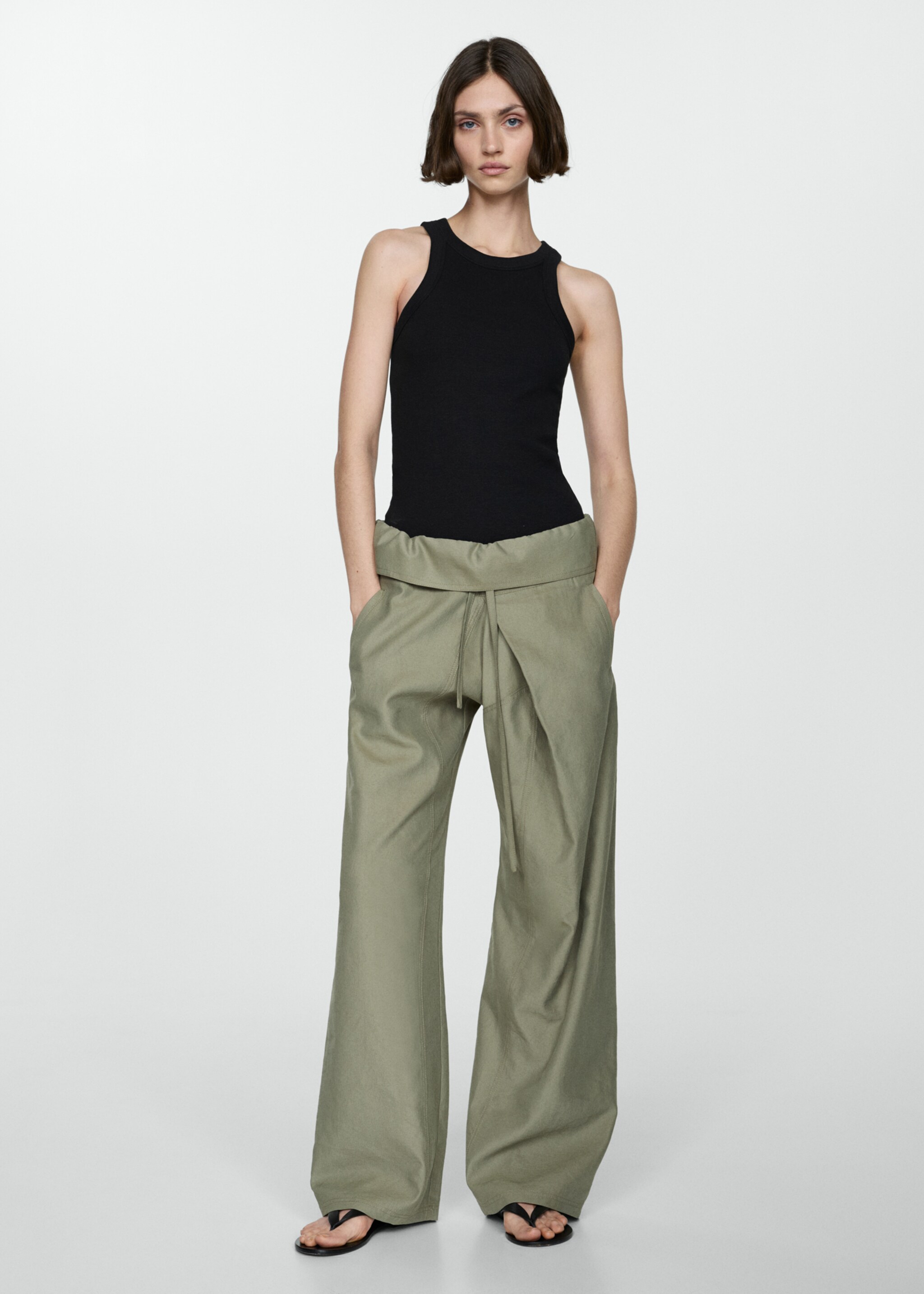 Ribbed cotton-blend top - General plane, Black. Ref: 67070469-00.
