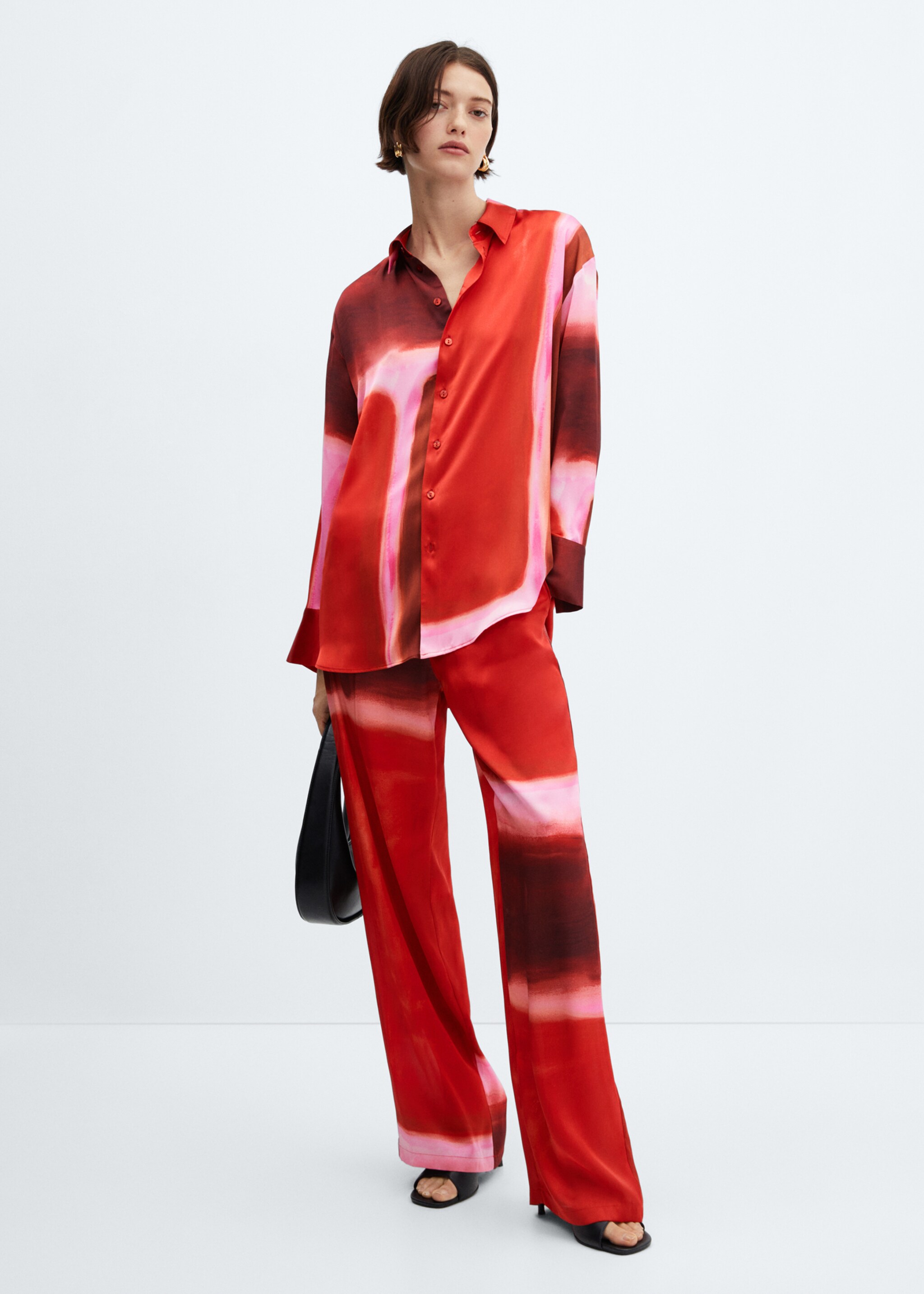 Tie-dye satin trousers - General plane