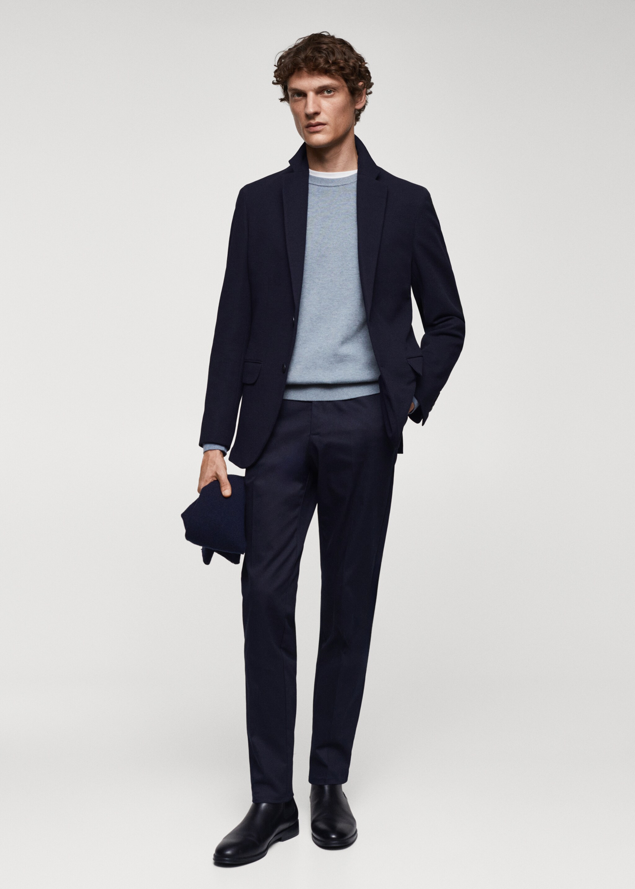 Strukirani slim fit pamučni sako - Opći prikaz