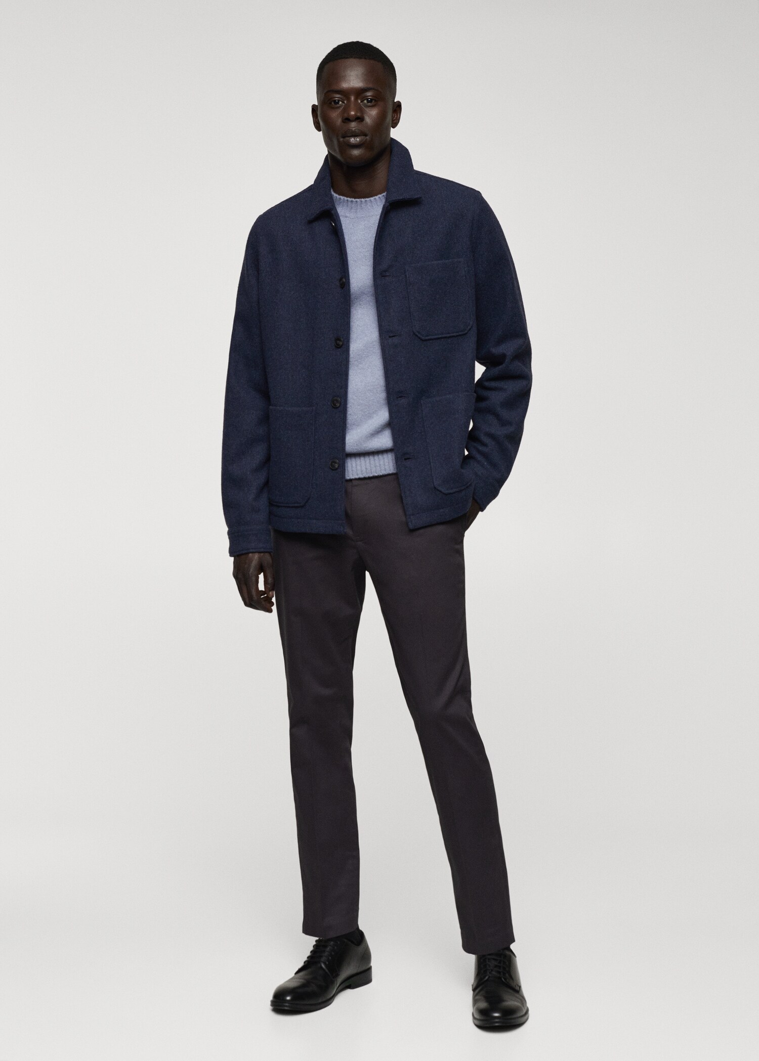 Double-faced wool overshirt with pockets - General plane