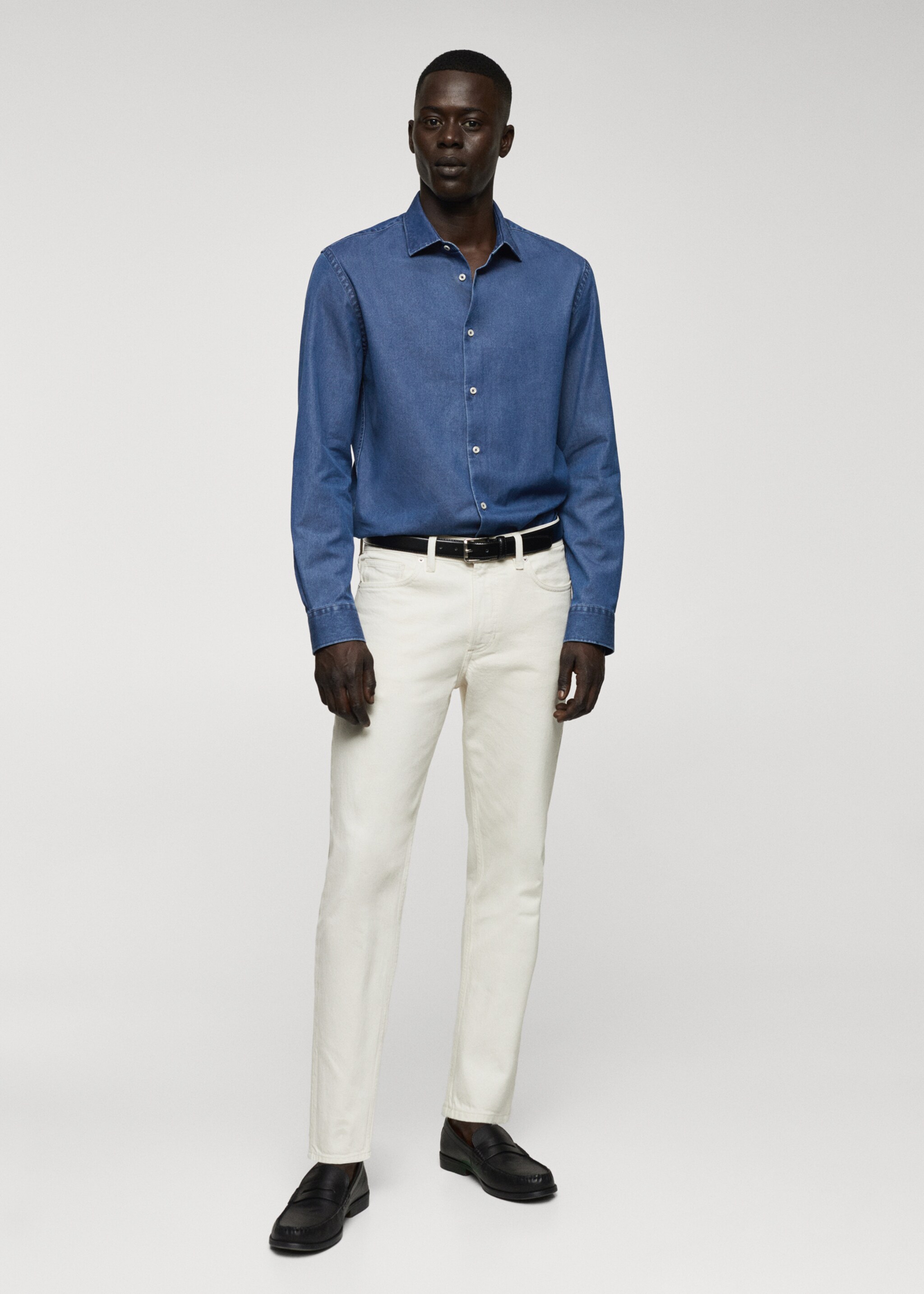 Skjorte i chambray bomull, regular-fit - Total bildeutsnitt