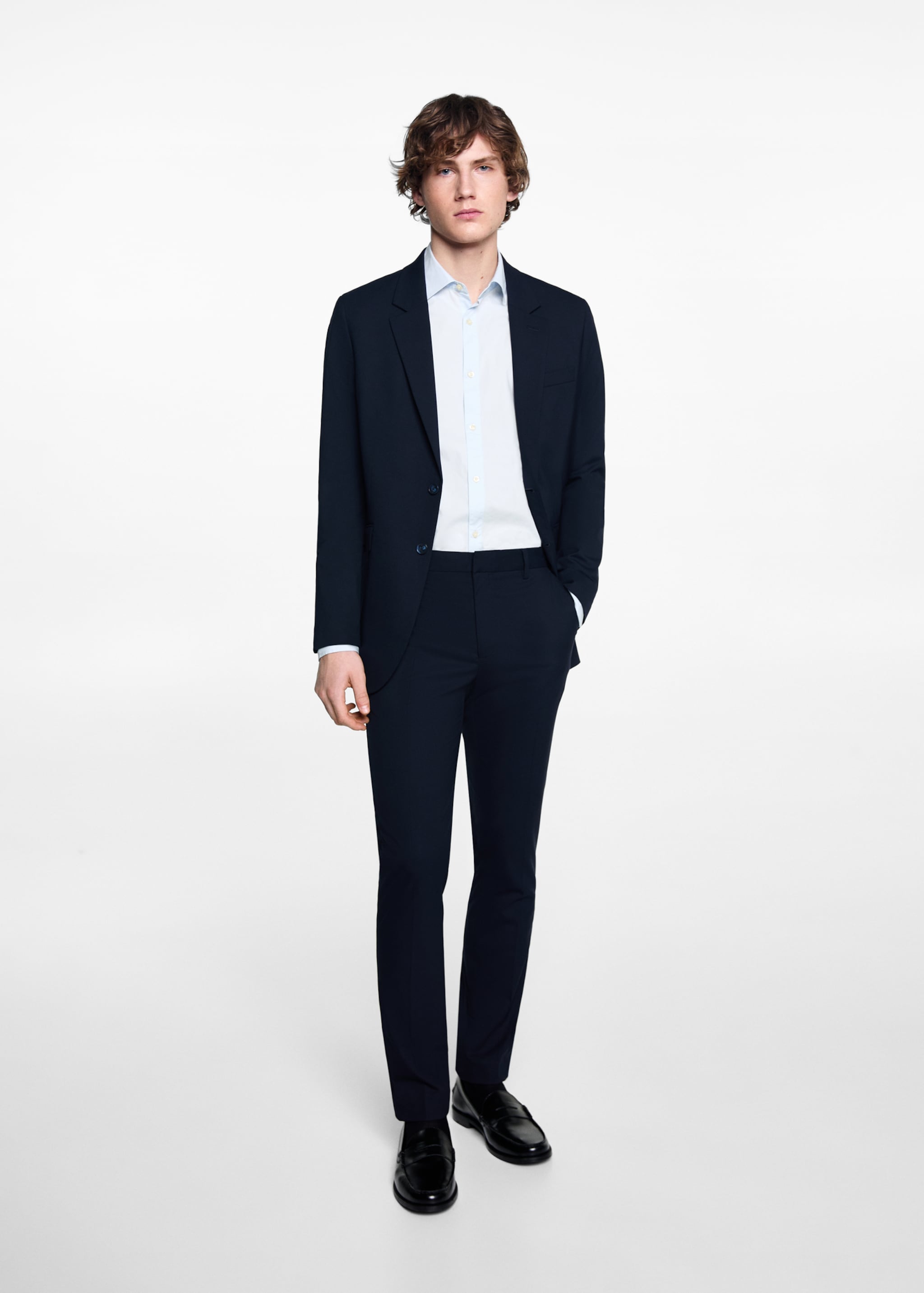 Veste de costume slim fit - Plan général, Bleu marine foncé. Ref: 67070648-00.