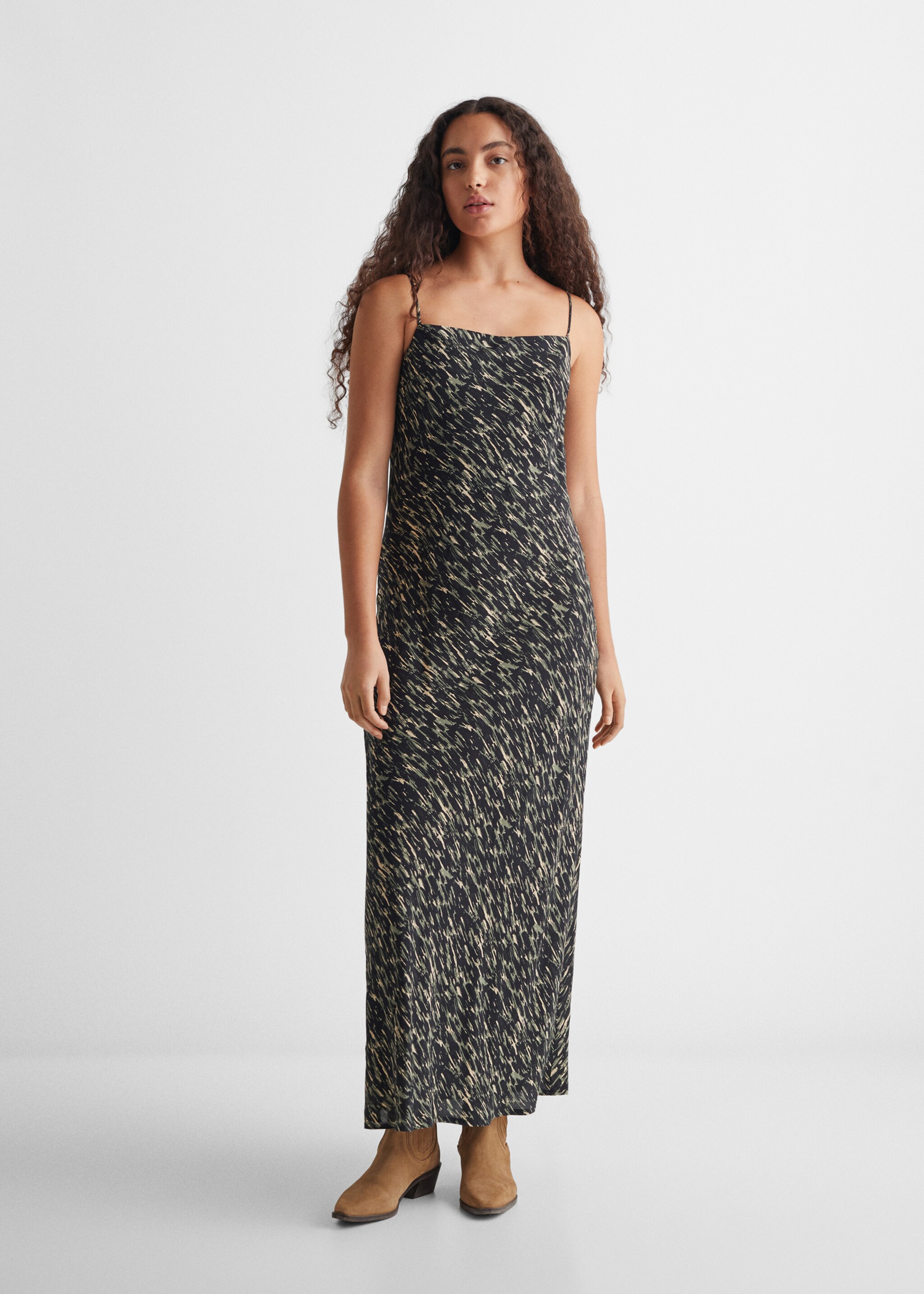 Vestido estampado midi - Plano general
