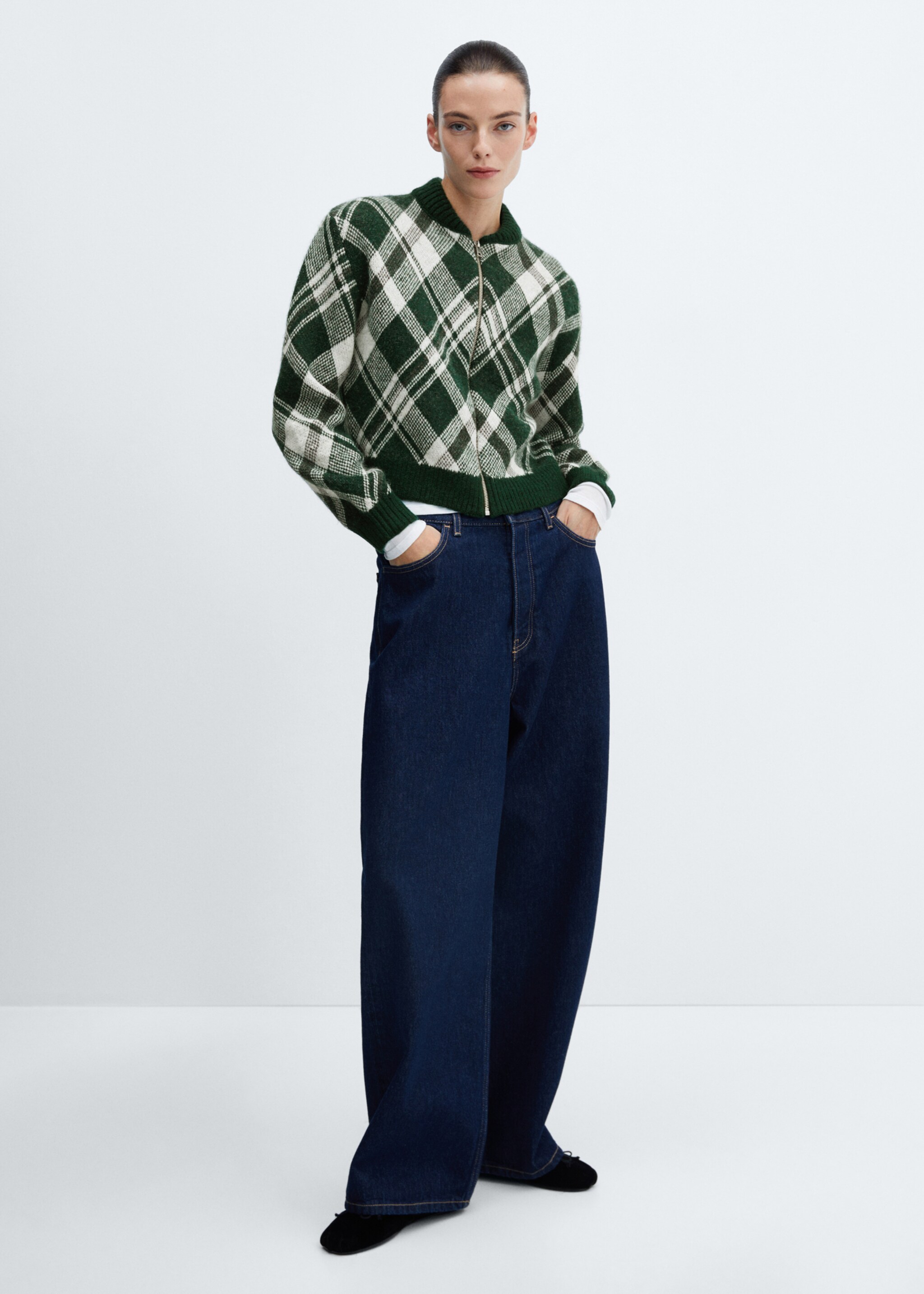 Cardigan zippé carreaux - Plan général