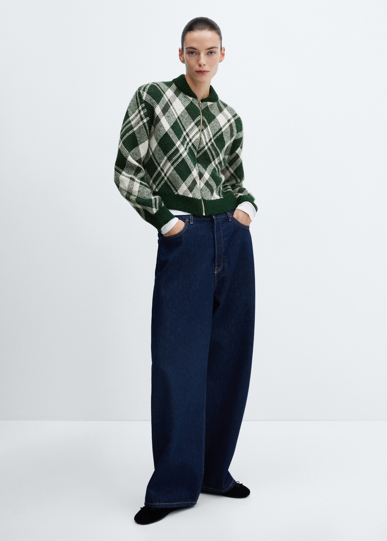 Checkered zipper cardigan - General plane