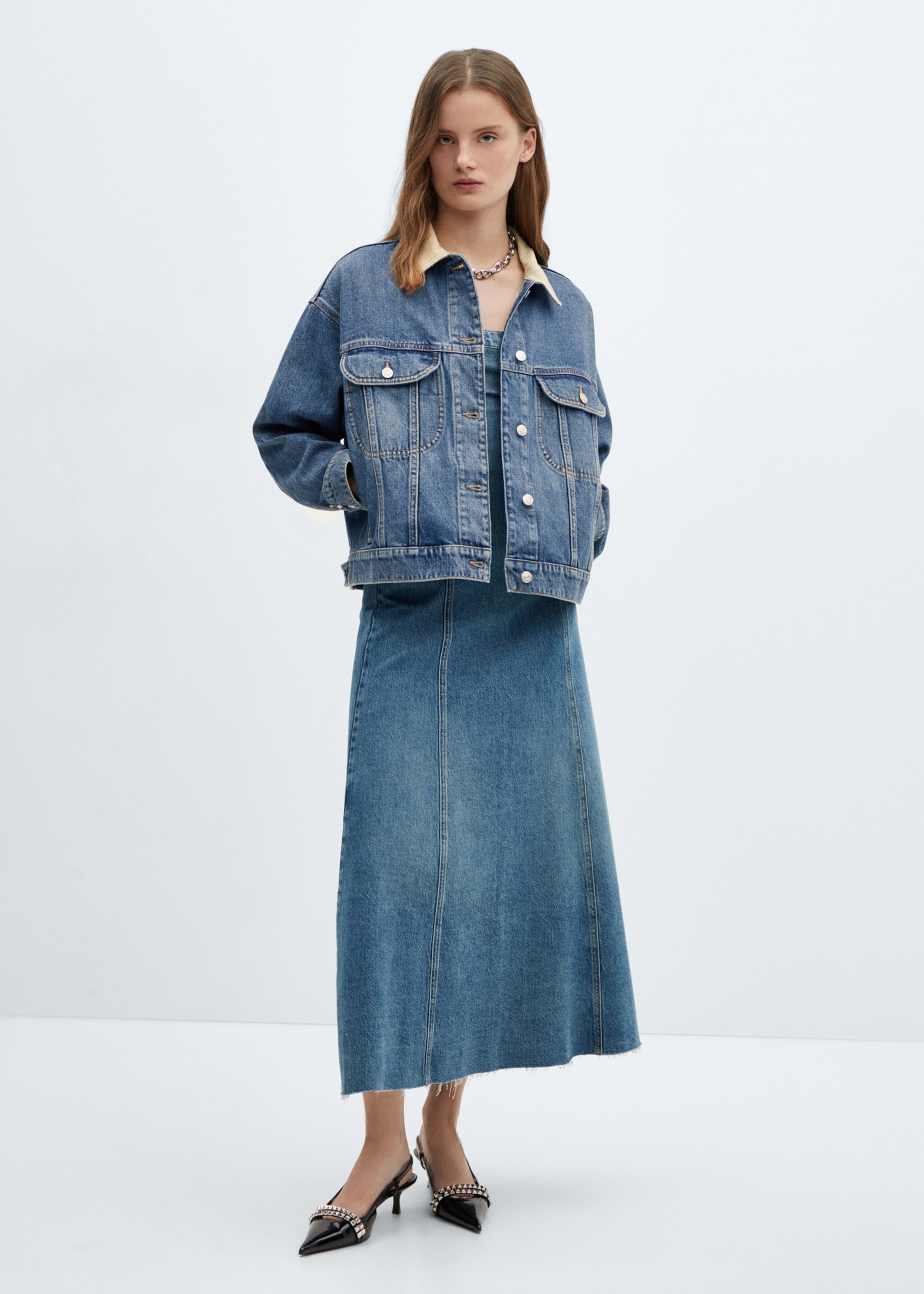 Contrast denim jacket - General plane, Medium Blue. Ref: 67074021-00.