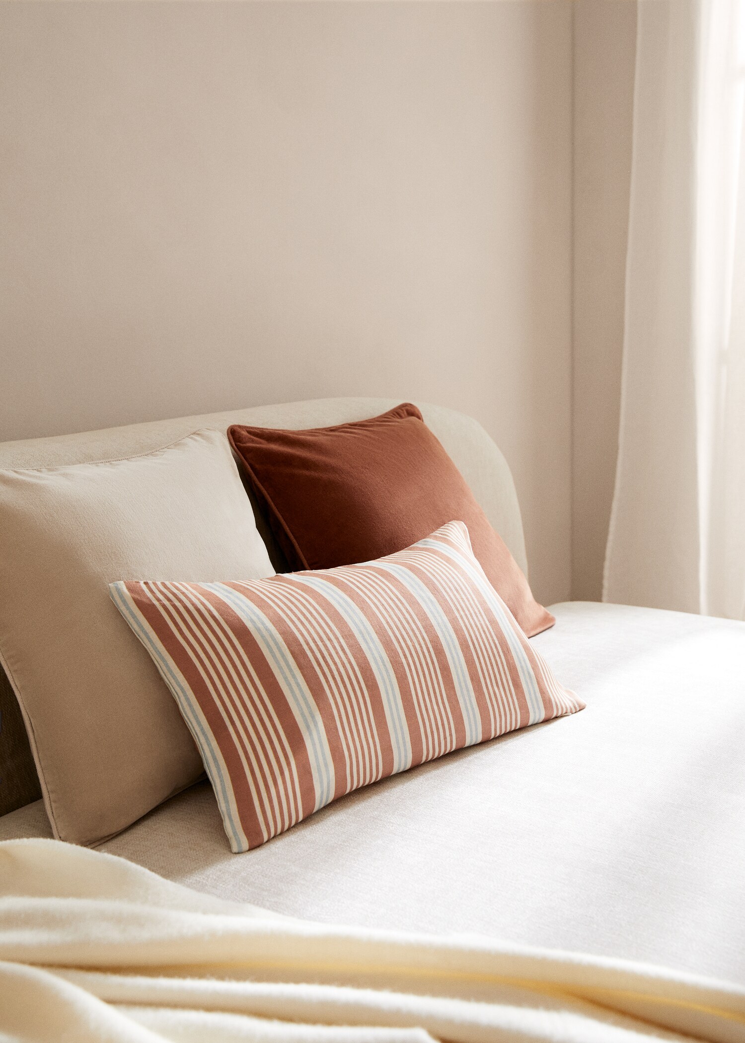 Housse de coussin lin rayures tissées 30 x 50 cm - Plan général