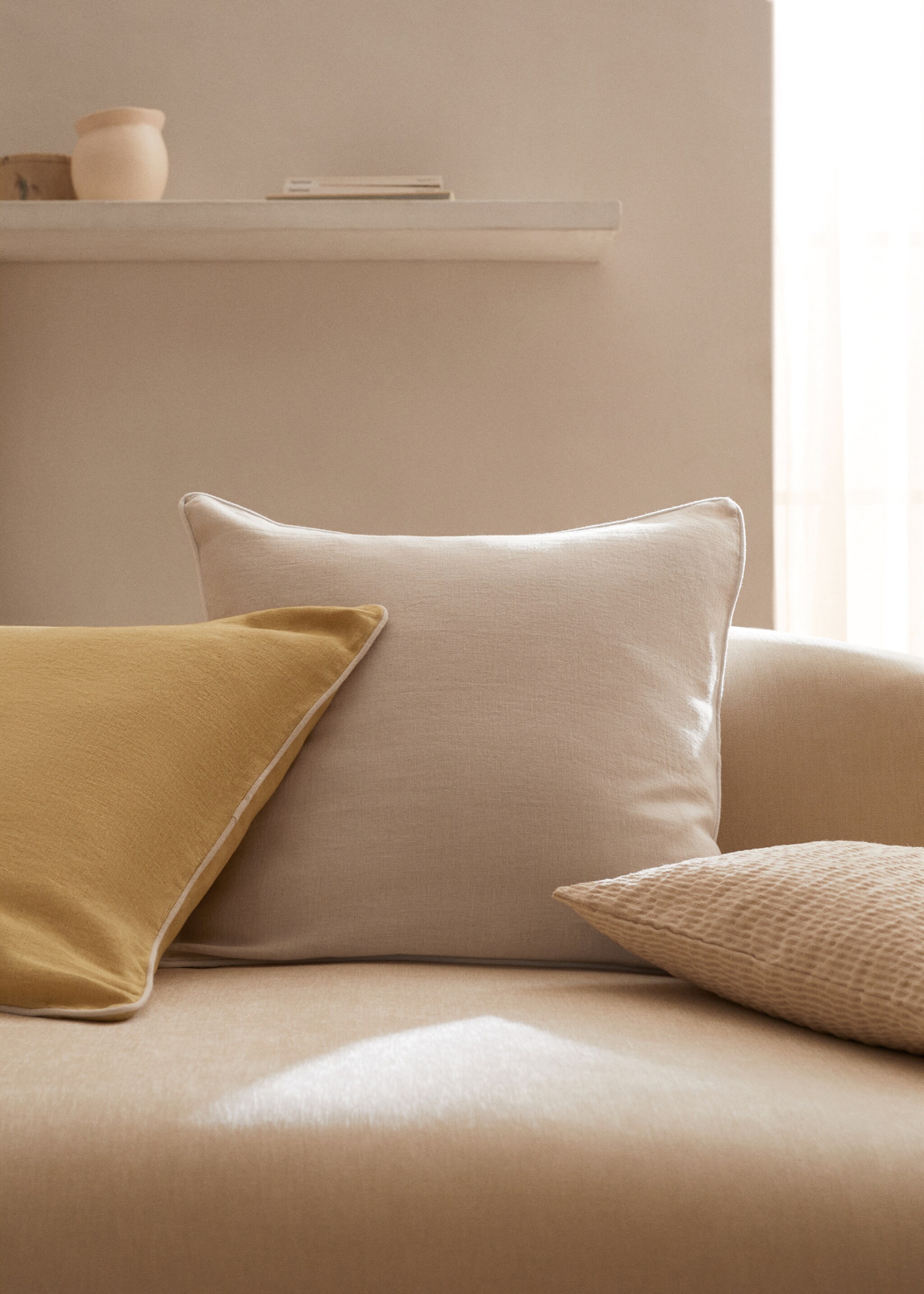 100% linen cushion cover with piping 60x60cm - General plane