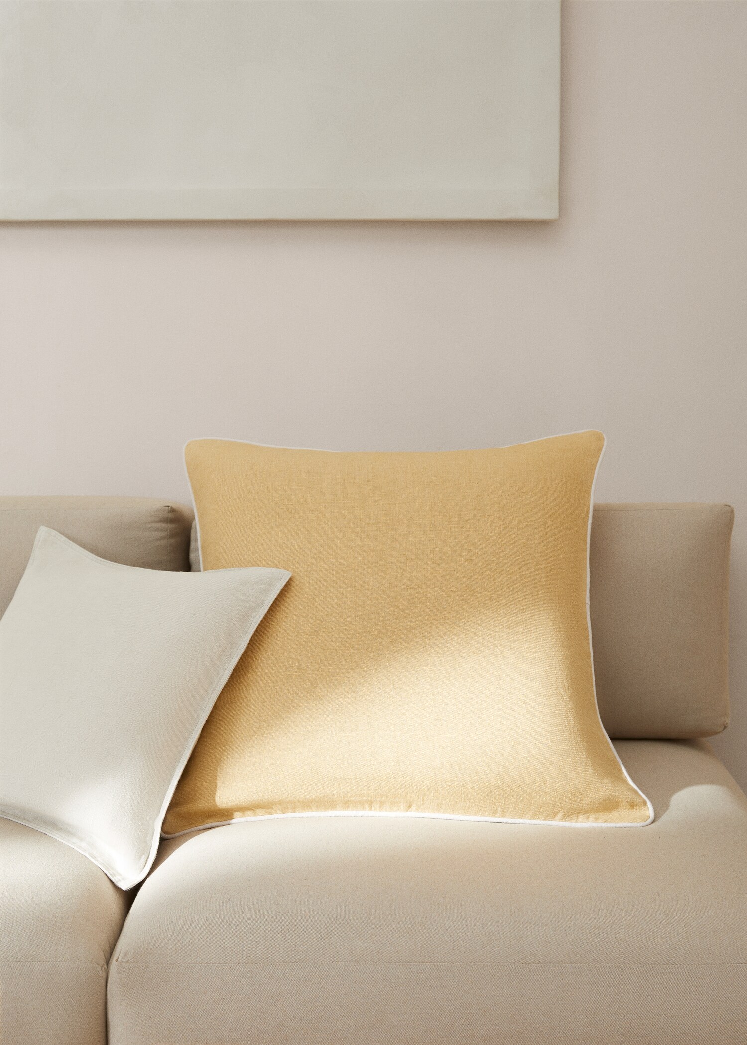 Housse de coussin 100 % lin liseré 60 x 60 cm - Plan général