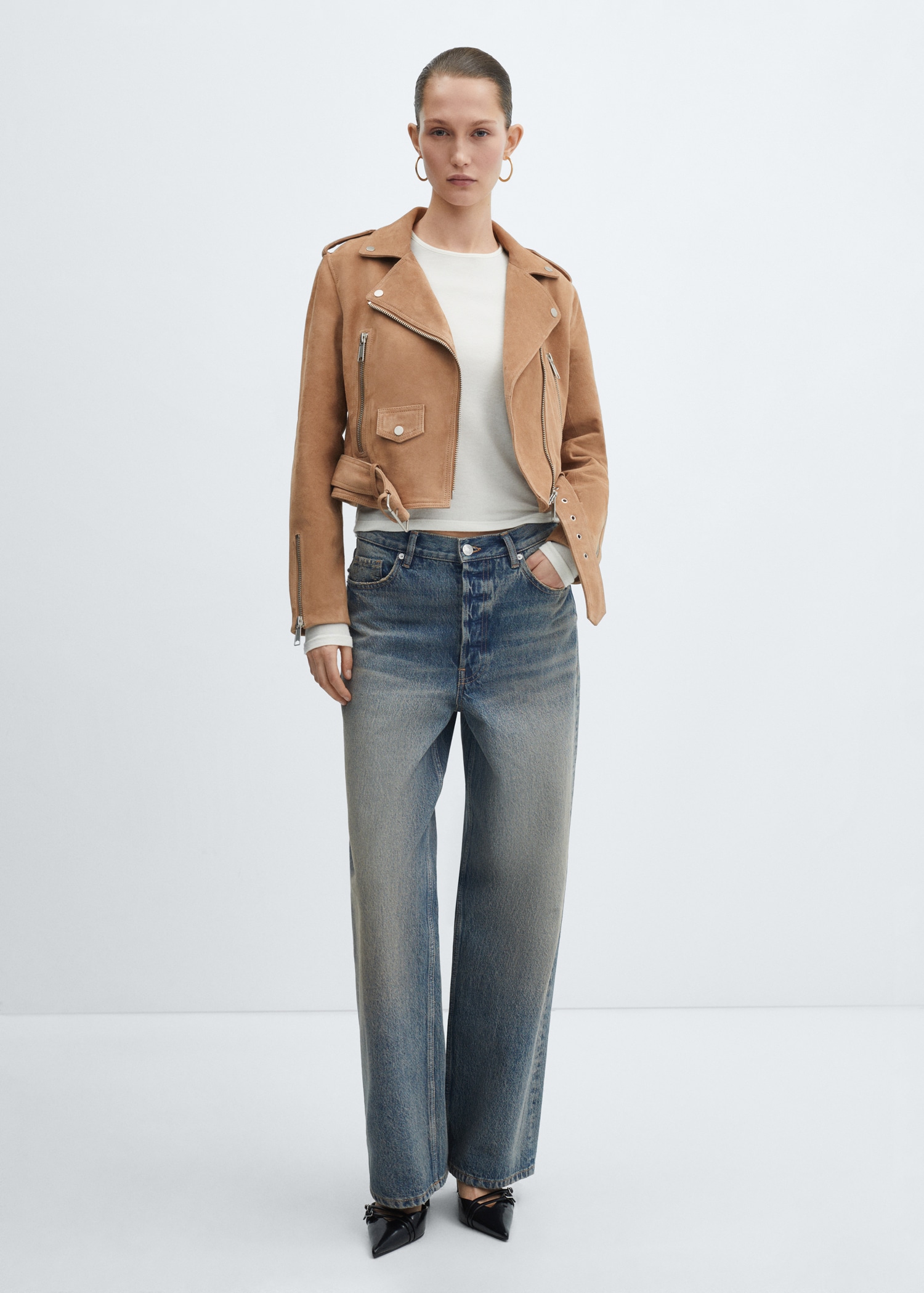 Biker Damen Lederjacke Mango Bikerjacke Aus Leder Damen MANGO