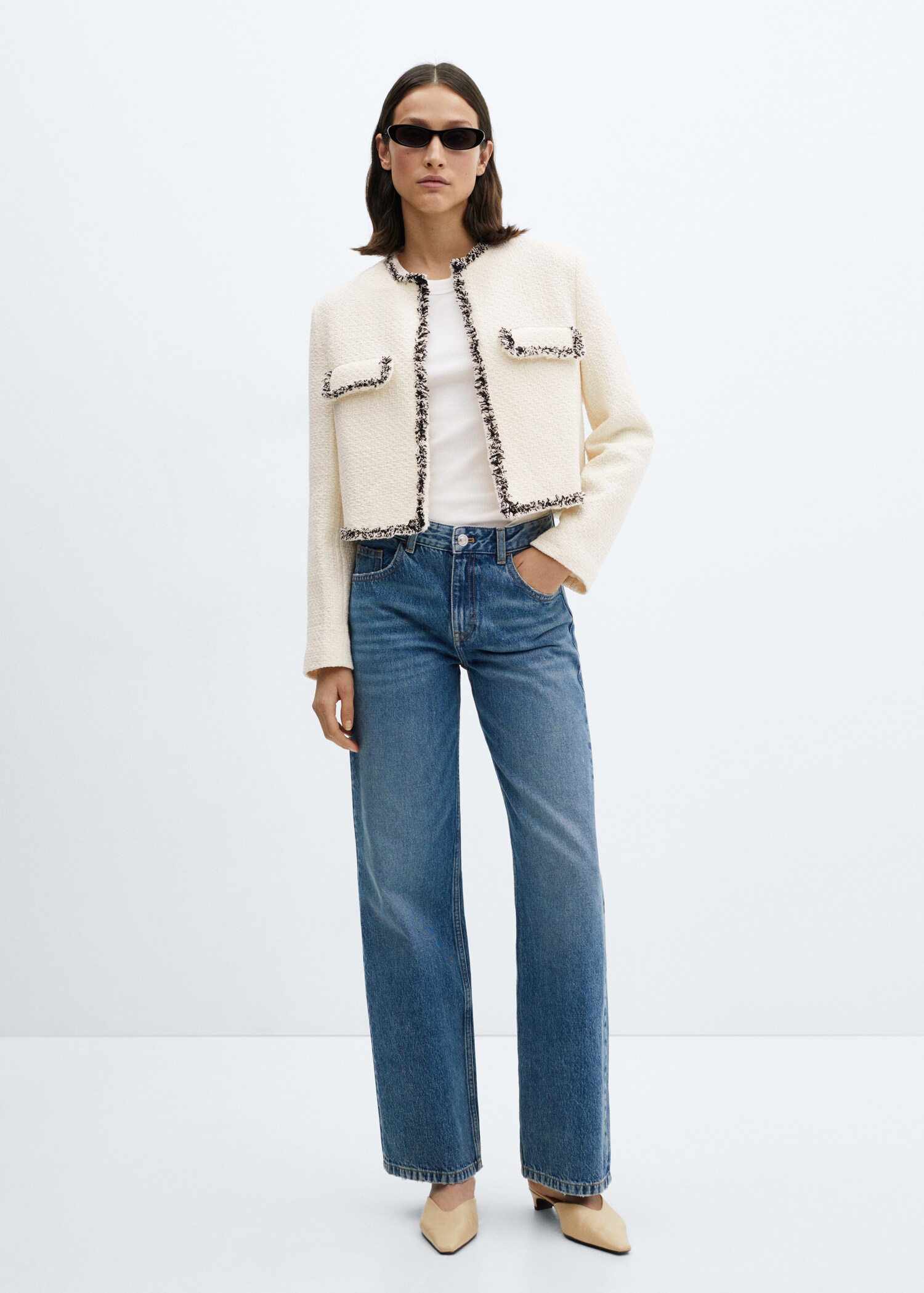 Tweed jacket with contrast detail - General plane