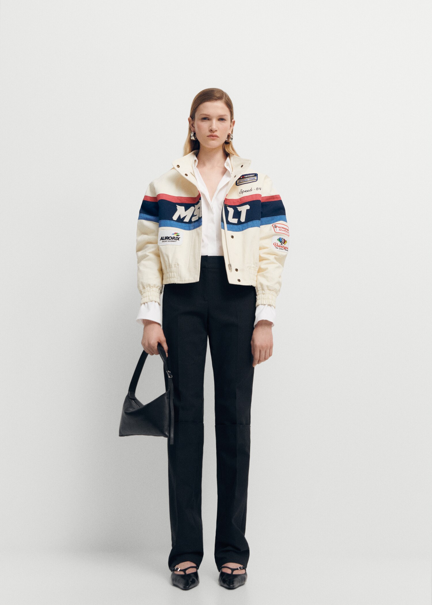 Cotton racing jacket with patches - General plane