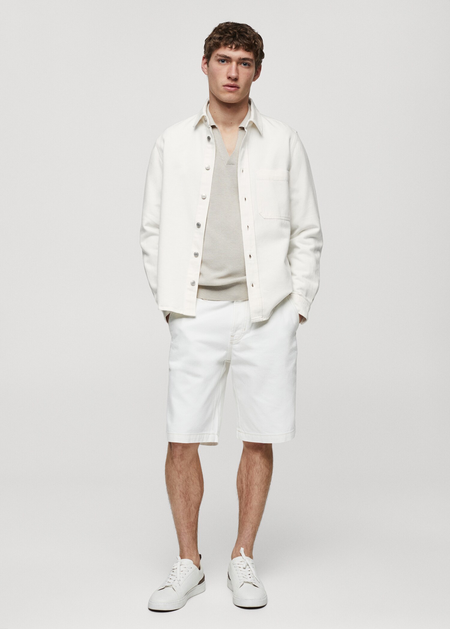 Regular-fit cotton and linen overshirt - General plane