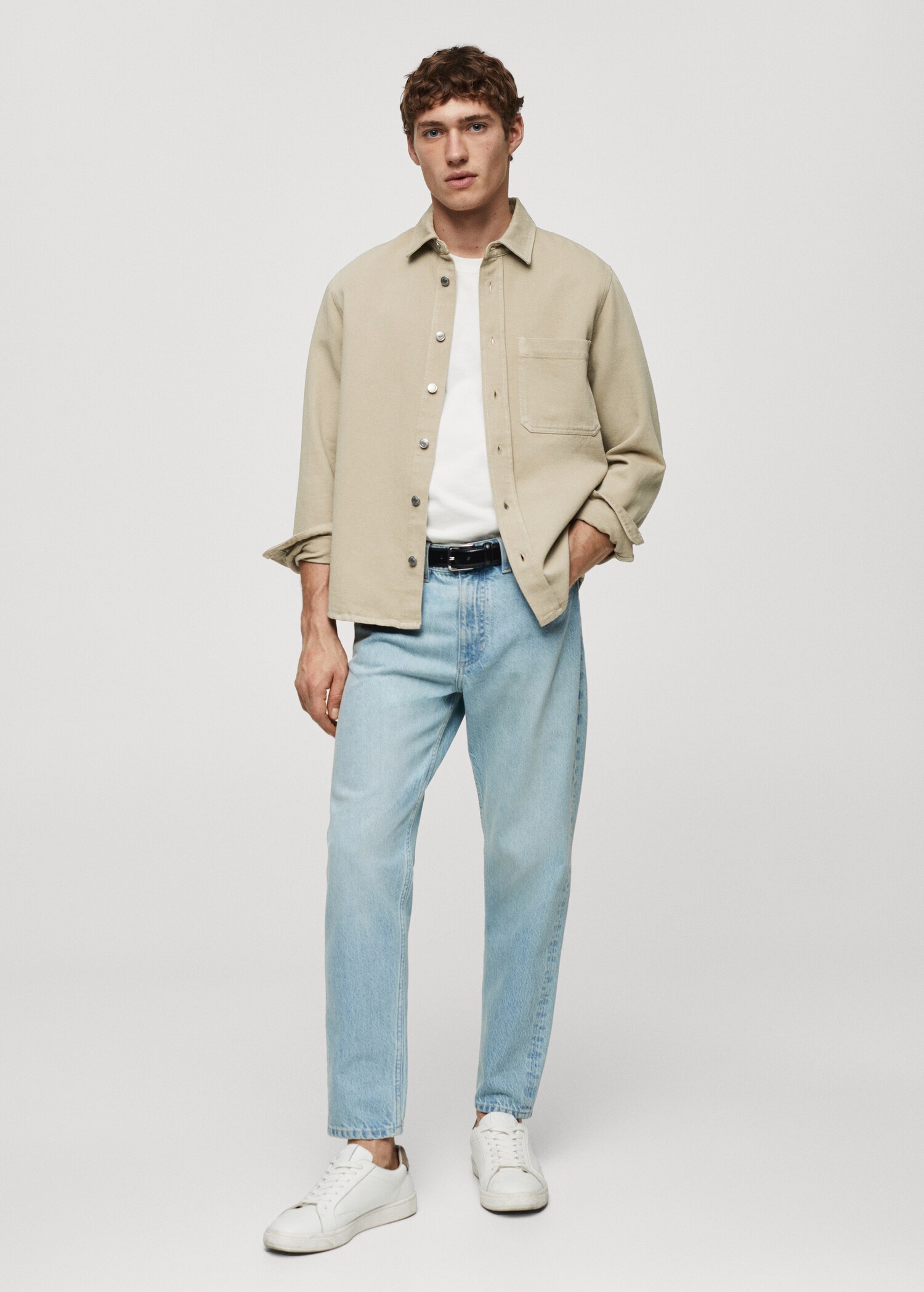 Regular-Fit-Overshirt aus Baumwolle mit Leinen - Allgemeine Ansicht