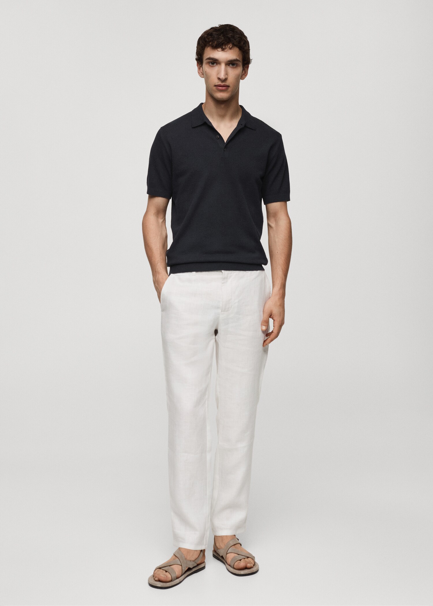 Kurzärmliges Strick-Poloshirt - Allgemeine Ansicht
