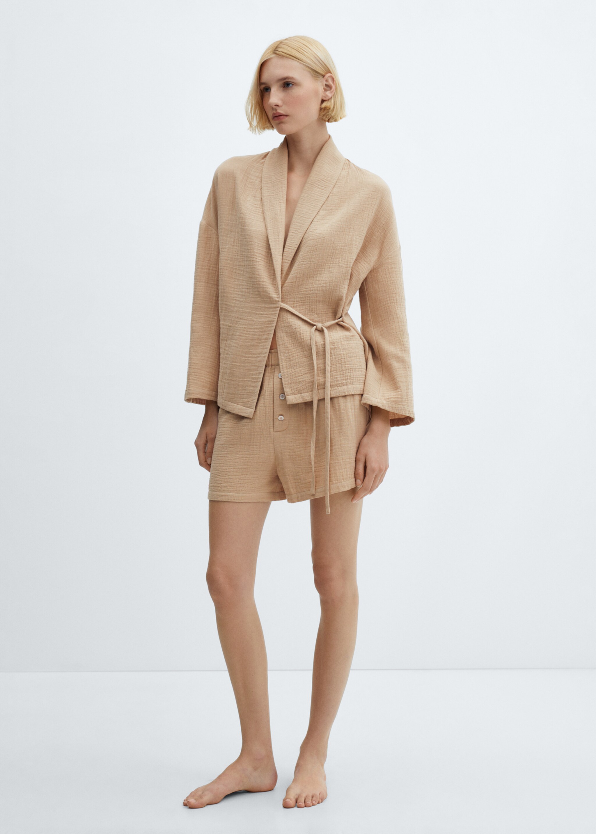 Cotton gauze pajama shorts - General plane
