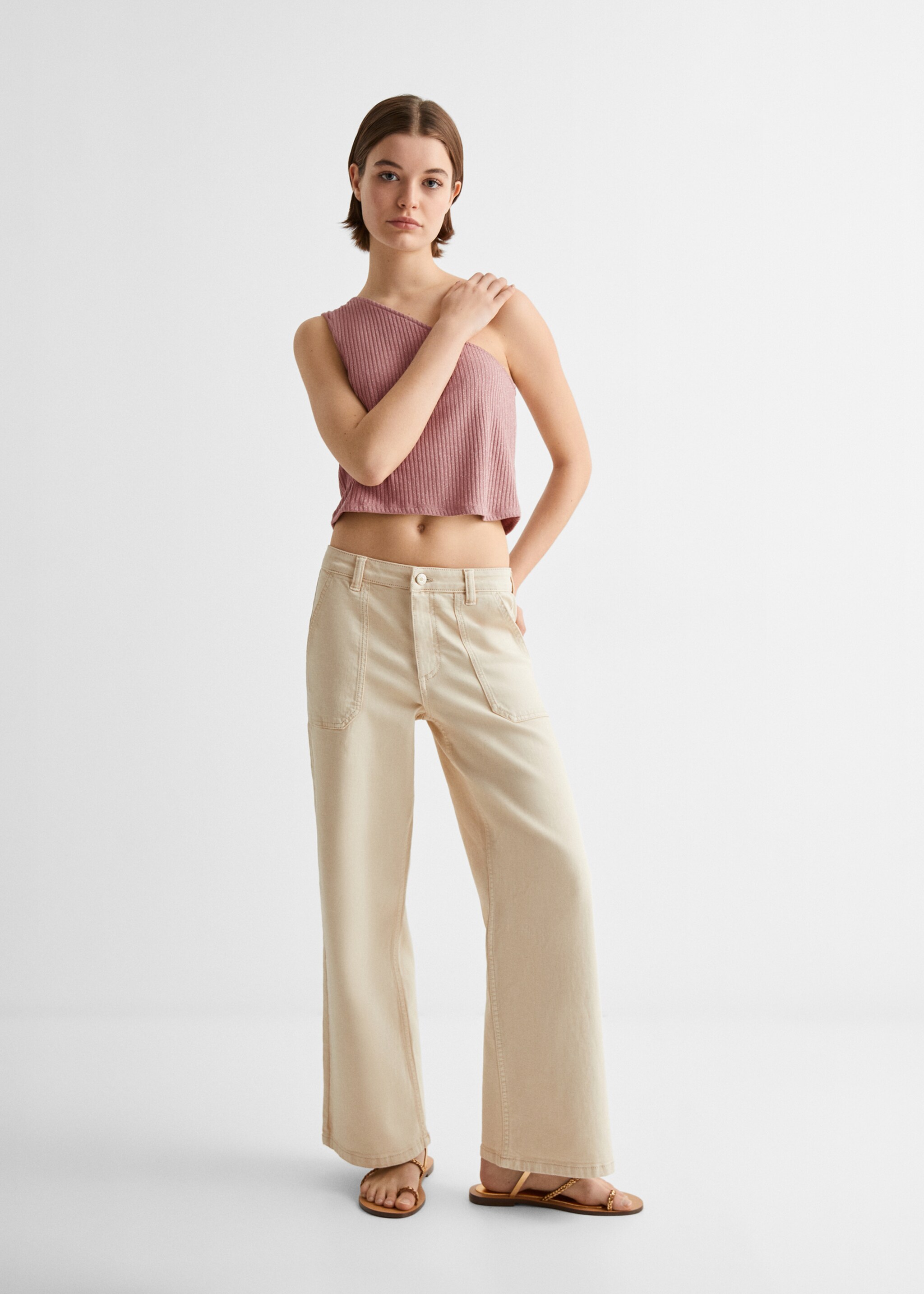 Lurex ribbed top - General plane, Pink. Ref: 67076010-00.