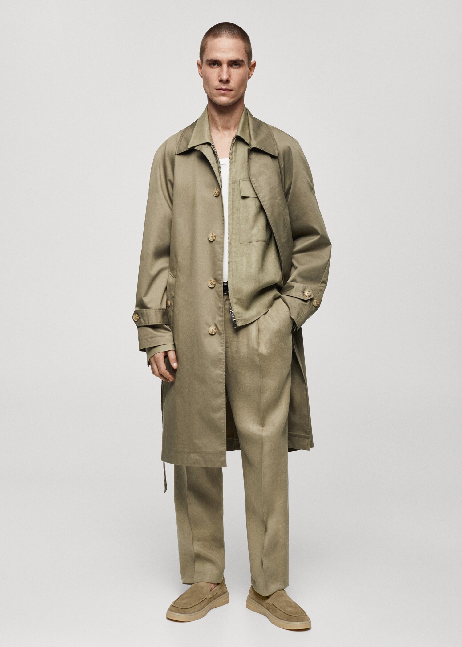 Belt cotton-blend trench - General plane